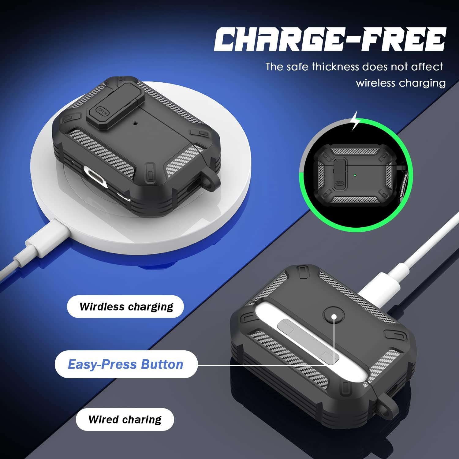 MHYALUDO for Airpods Pro 2Nd Gen Protective Case with Cleaning Kit, Military Hard Case with Lock for Airpod Gen 2 Charging Case 2023, 2022, Black image number 6