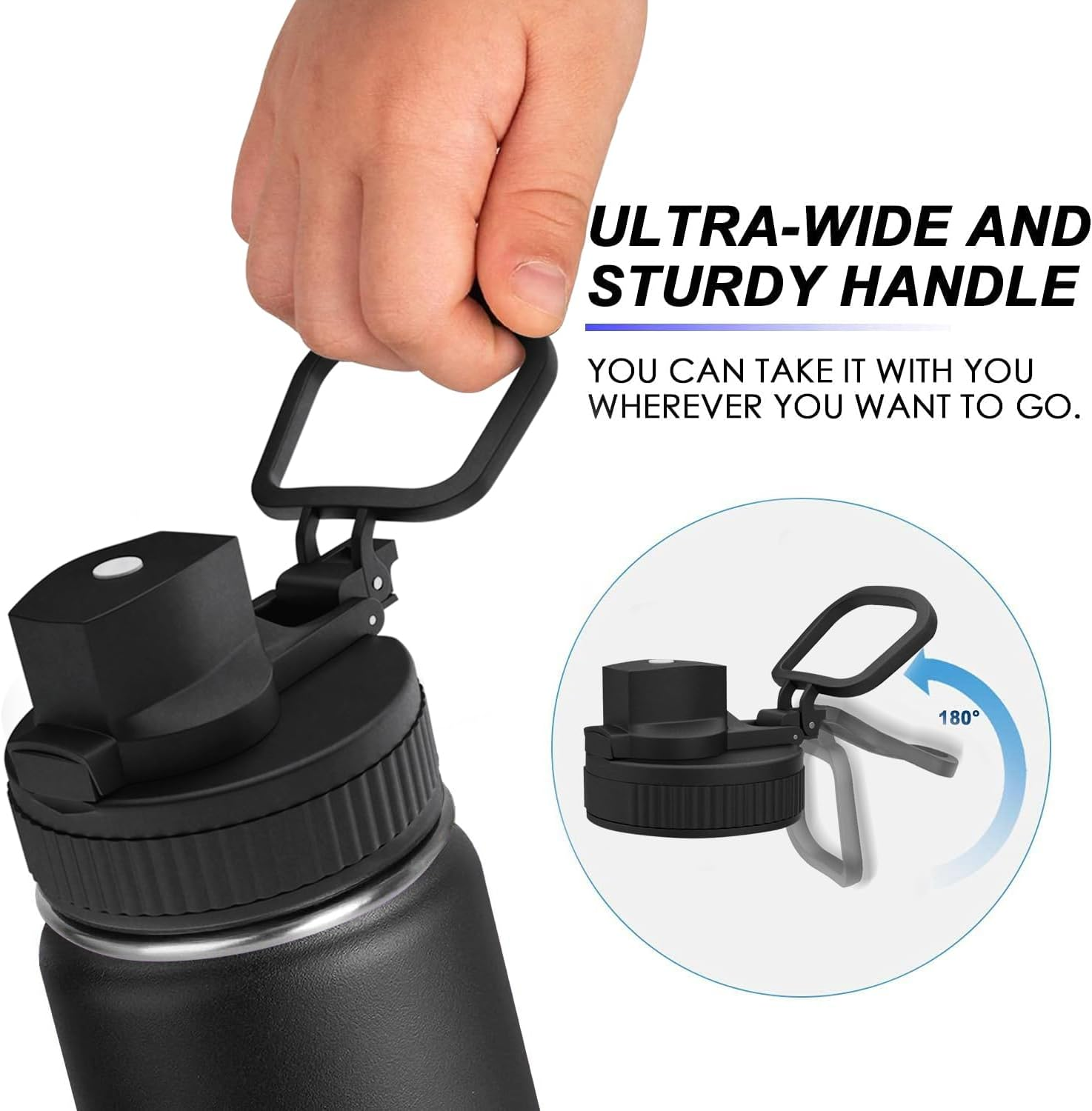 Koodee 470Ml Water Bottle for Kids Stainless Steel Vacuum Insulated Sports Water Bottle with Straw Lids, Reusable Leak Proof Water Flask for School(16Oz Black) - Green image number 3