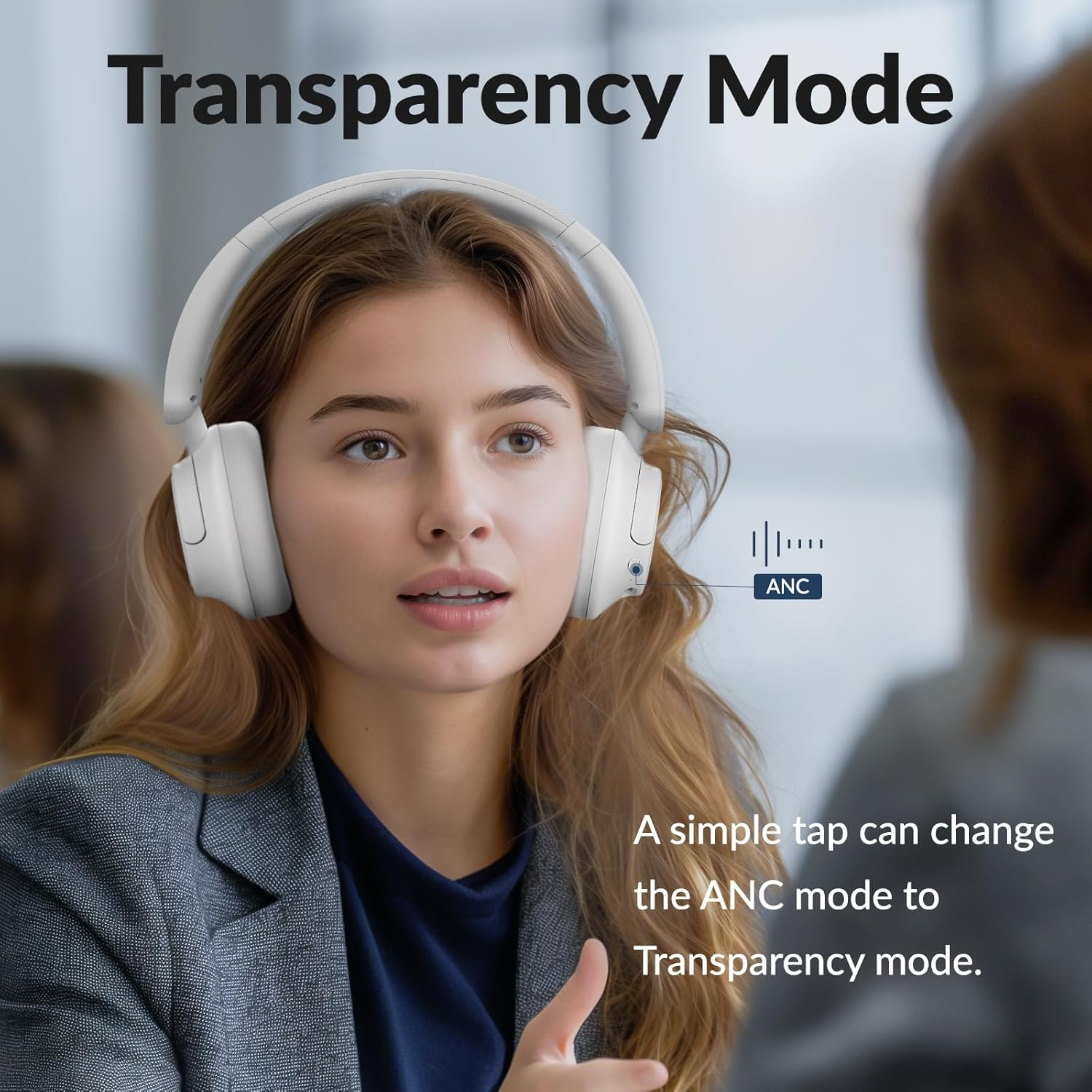 TONEMAC H7Pro Headphones - a Tradition of Sound Quality with ANC -45 Db, Battery Life of 80 Hours - White