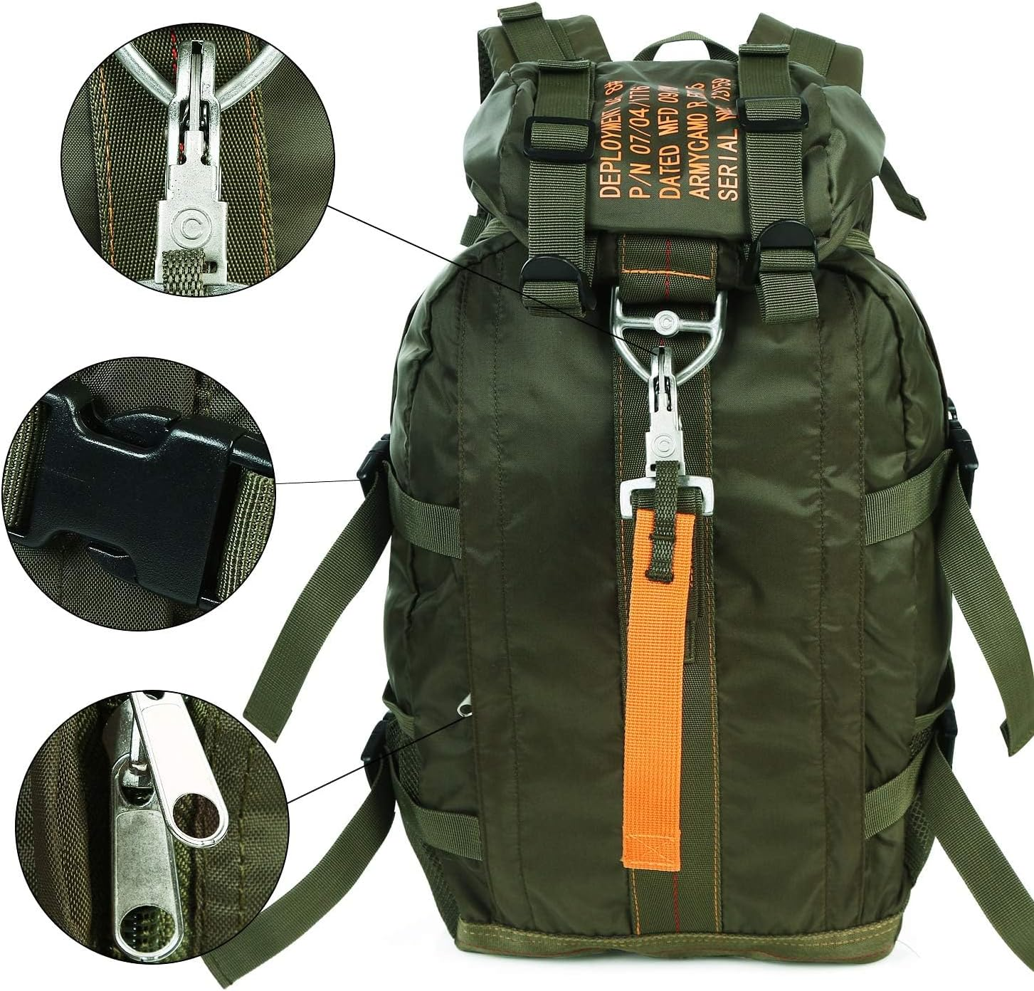 PAIWPHLI Tactical Backpack Flight Parachute Pack Large Lightweight Travel Backpack with Molle for Outdoor - Black image number 4