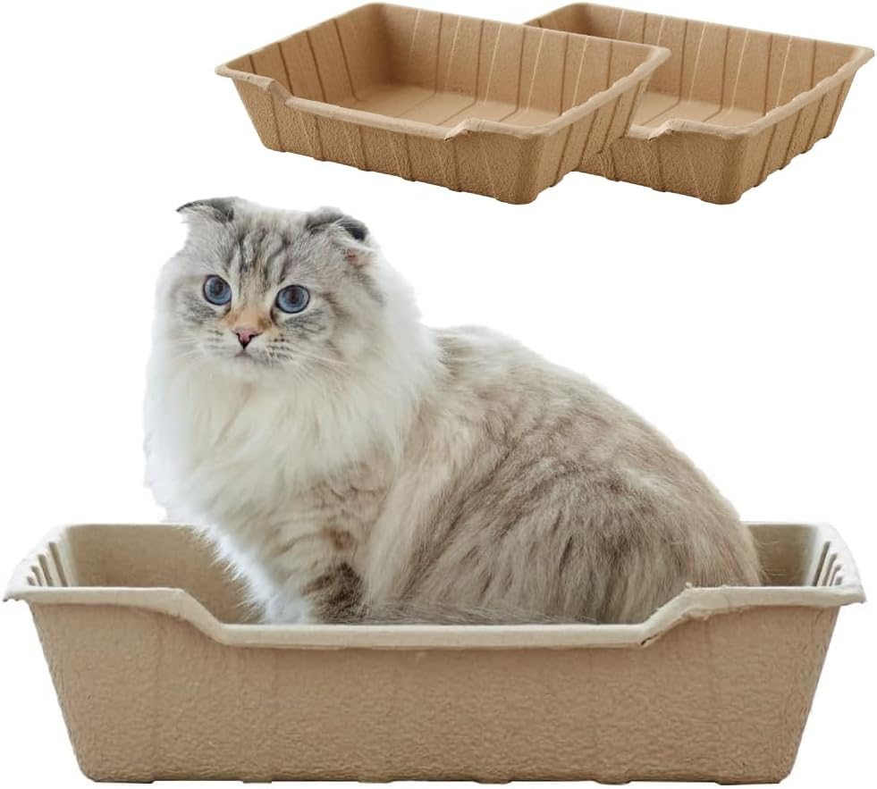 [OFT] ECO Cat Tray Set of 3, Size (W X D X H): Approx. 17.9 X 13.8 X 4.1 Inches (45.5 X 35 X 10.5 Cm), 100% Recycled Paper, Eco-Friendly Paper Cat Toilet image number 5
