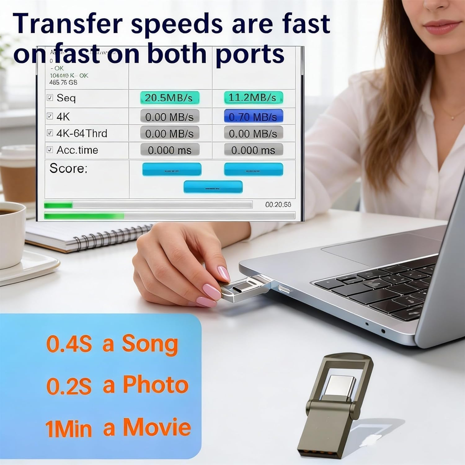 2 Pack 32GB Ultra Dual Drive USB Type-C Flash Drive, 2-In-1 Type-C & USB 2.0 Memory Stick for Smartphones, Tablets, Computers, Android Devices(1 Sliver 1Gun Grey) image number 2