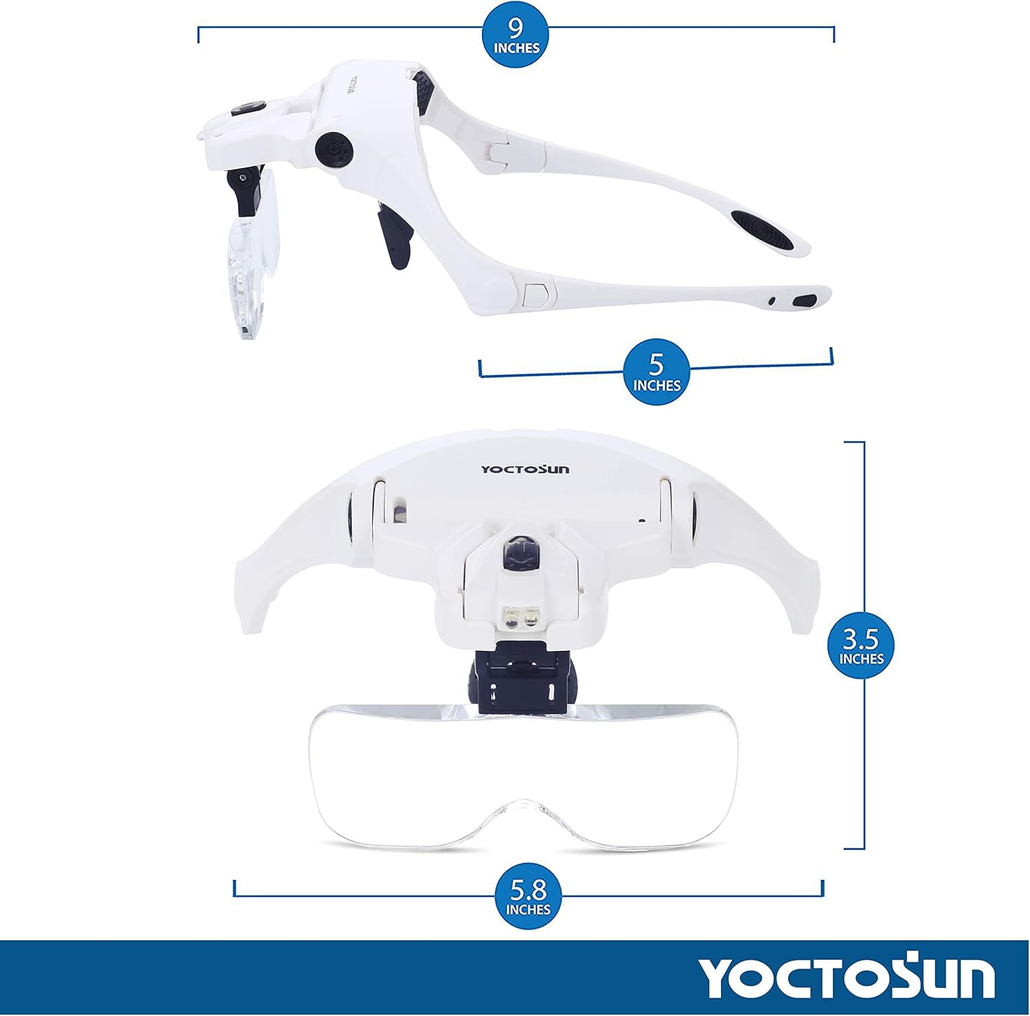 YOCTOSUN Magnifying Glasses with Light, LED Head Magnifier with 5 Lenses, Headband, Storage Case, Hands Free Lighted Head Magnifying Visor for Close Work Hobby Crafts image number 4