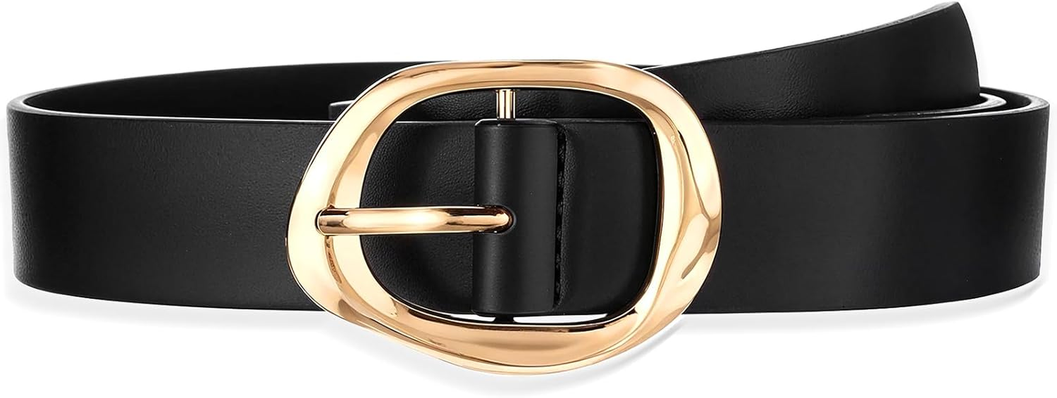 Elevatetech Leather Belts for Women, Fashion Waist Belt with Gold Buckle Wide Elastic Women'S Belts for Jeans Ladies Dress Belt, Black, One Size image number 1