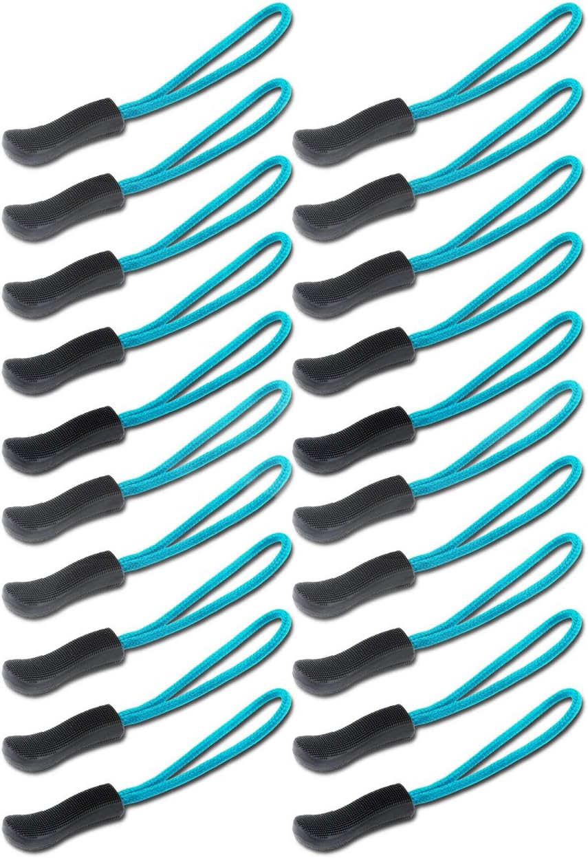 DYZD Durable Zipper Pulls, Tab Tags, Cord Pulls, Extension Zip Fixer for Backpacks, Jackets, Luggage, Purses, Handbags (Blue, 20 PCS)
