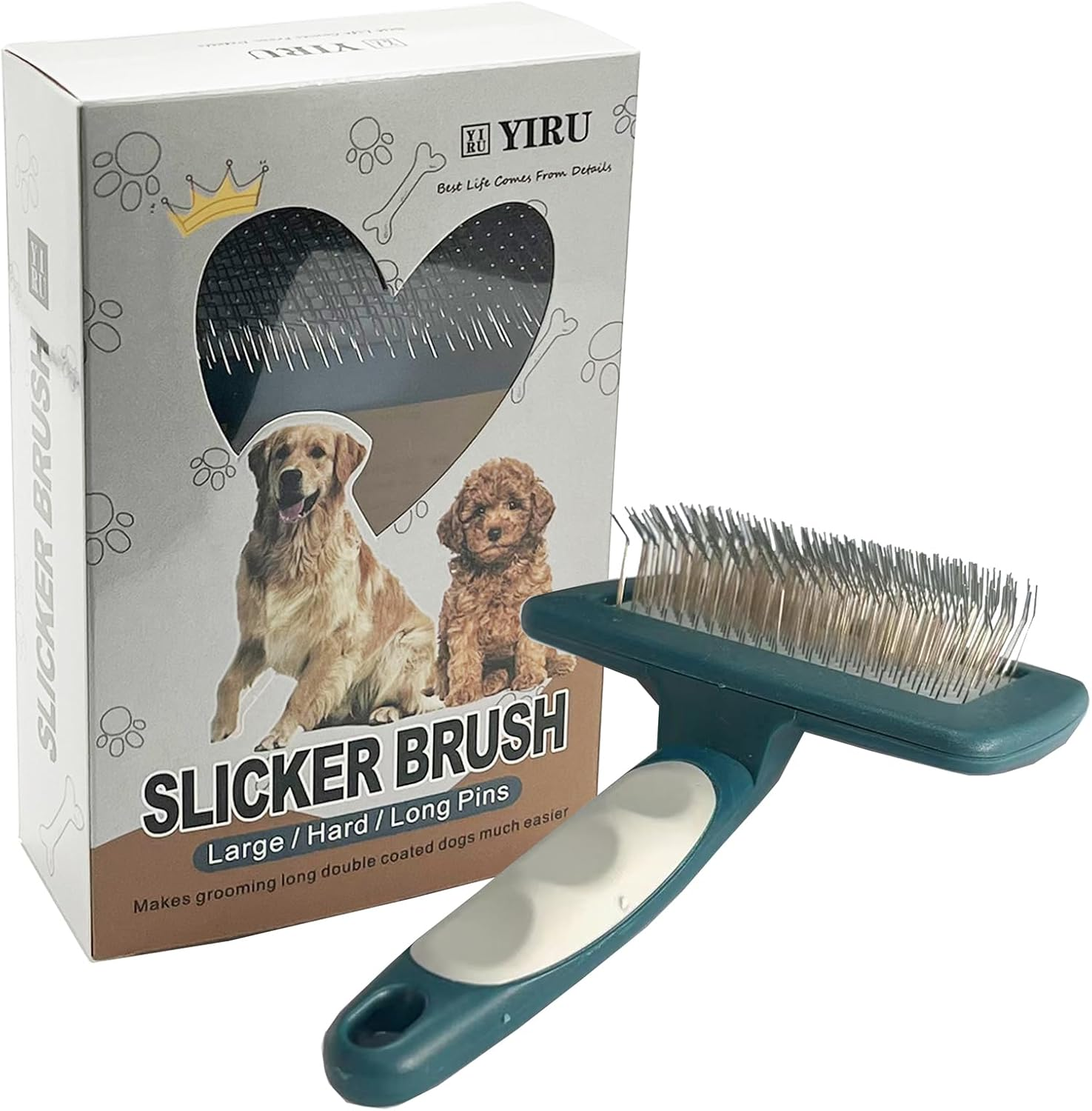 YIRU Goldendoodle & Poodle Brush for Dog Grooming,Slicker Dog Brush for Doodle Dogs,Long/Curly-Haired Dog Brushes,Large Dog Slicker Brush for Removing Loose Hair,Undercoat image number 5