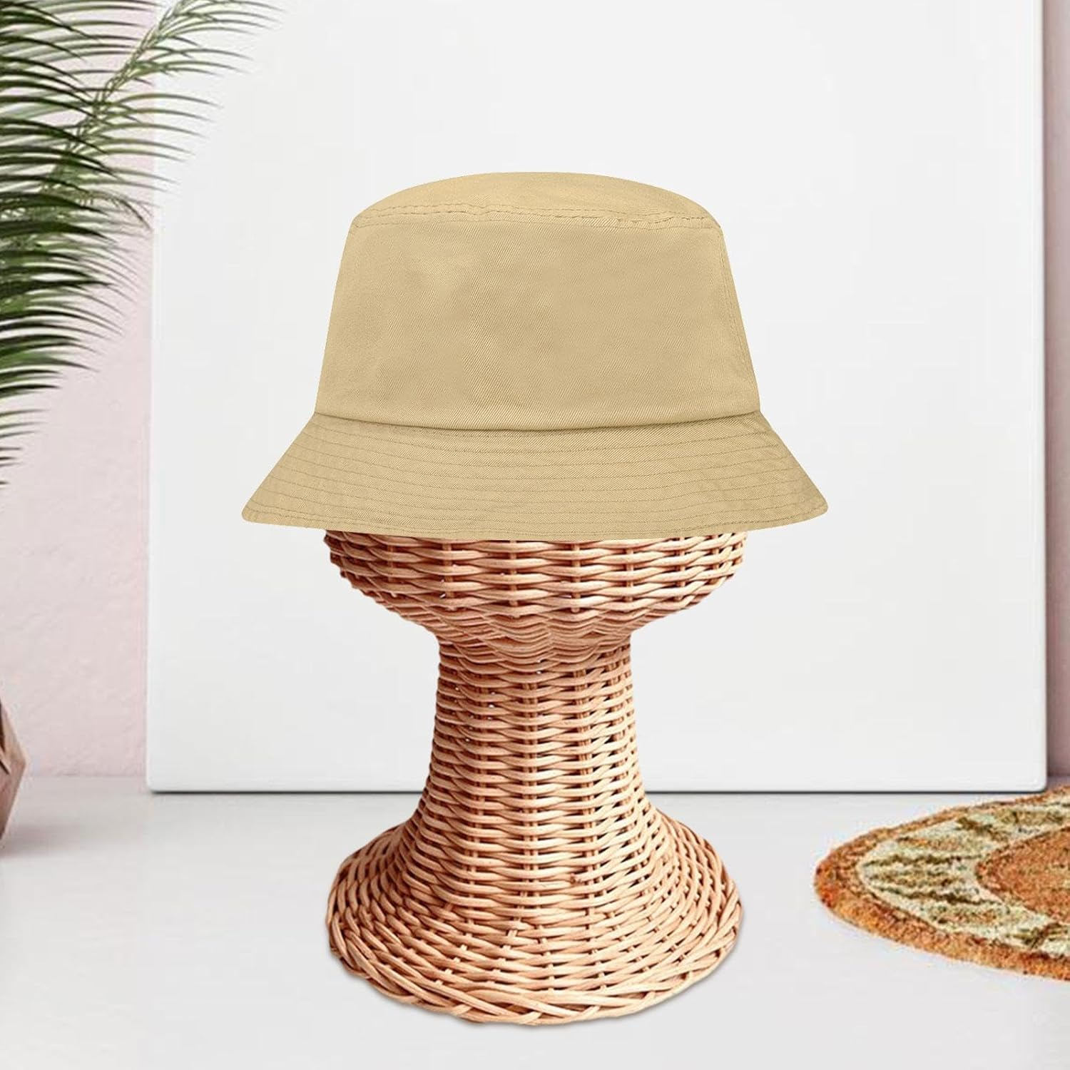 Eigell Hat Rack Rattan Lightweight Freestanding Multifunction Hat Organizer Wig Rack Hairpieces Holder Mannequin Head Hat Holder for Shop Home Desk image number 2