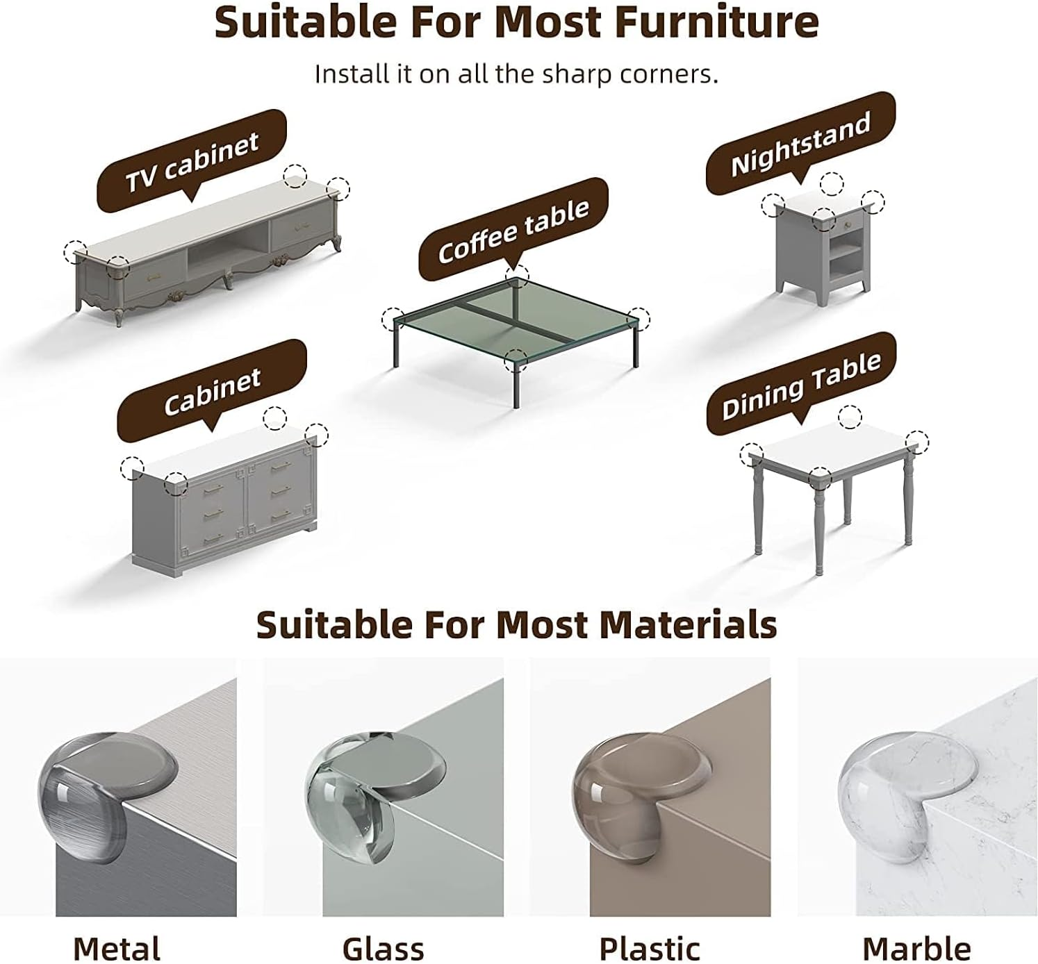 10-Pack Clear Furniture Corner Protectors - Baby Proof Edge Safety Bumpers & Cushion Guards for Sharp Table Edges image number 3