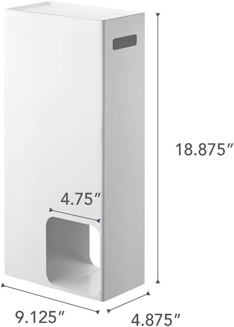 Yamazaki 3455 Toilet Paper Stocker, White, Approx. W 9.1 X D 4.9 X H 18.9 Inches (23 X 12.5 X 48 Cm), Tower, Toilet Storage, Shelf, Rack image number 1