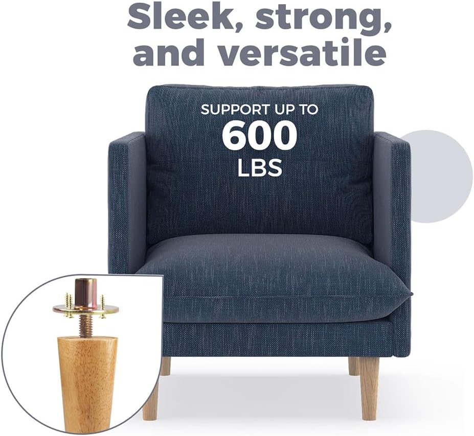 Solid Wood Furniture Legs, 4 Pieces, with 5/16'' Threaded Hanger Bolts for Sofa Couch Armchair Cabinet Tv Stand (5"(12Cm))