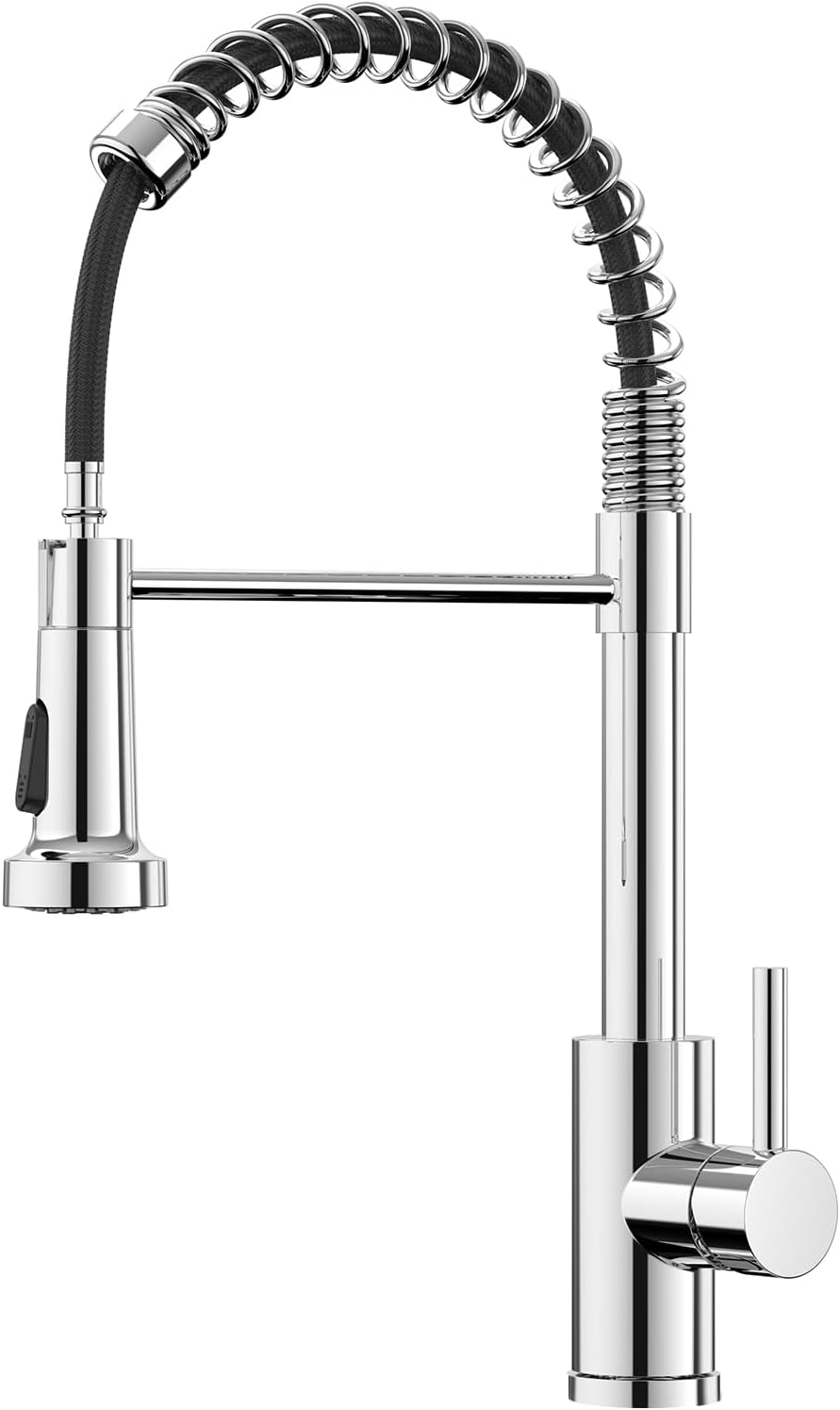 FORIOUS WELS Kitchen Tap with Pull down Sprayer, Stainless Steel Utility Single Handle Spring Sink, Kitchen Taps for Farmhouse Camper Laundry Rv Bar