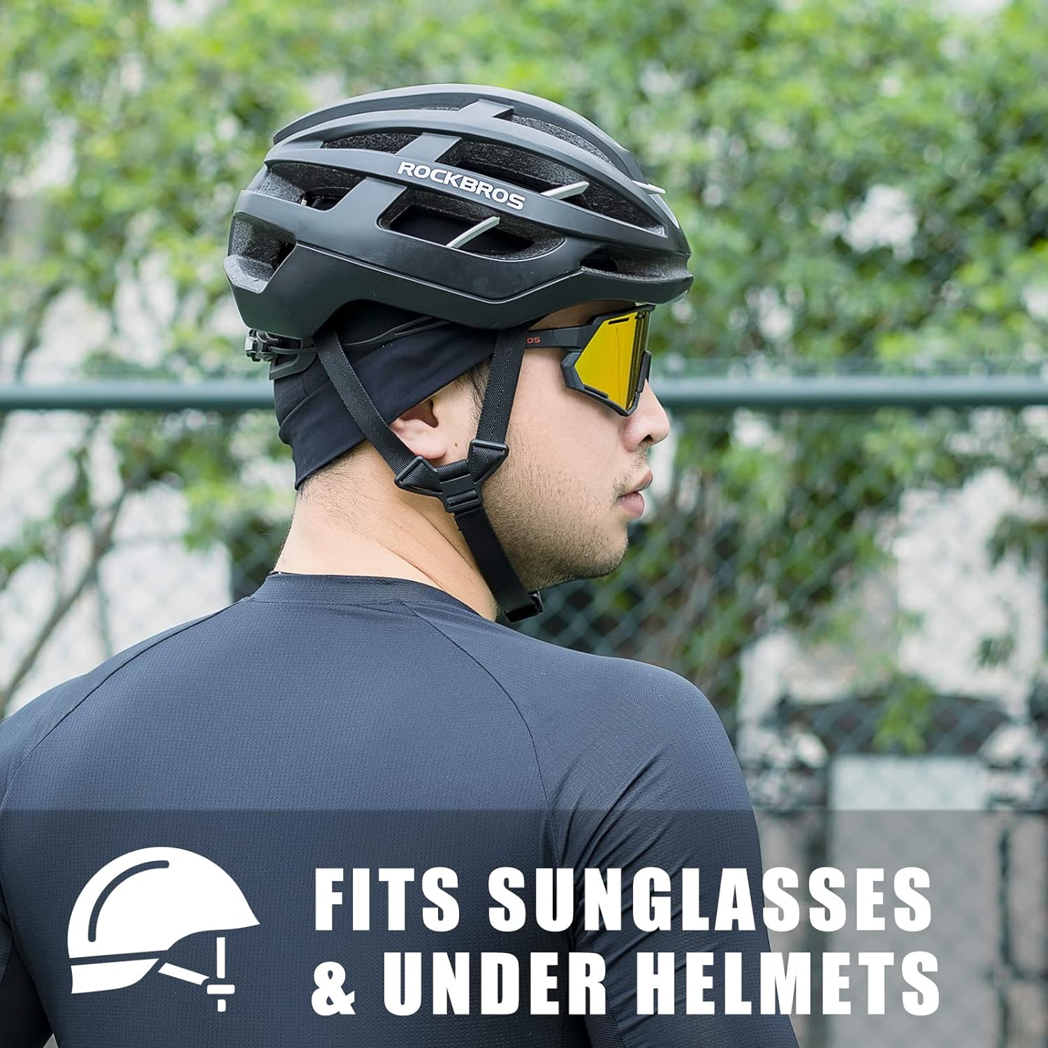 ROCKBROS Cooling Skull Cap Helmet Liner Sweat Wicking Mesh Hat Cycling Running Caps for Men Women image number 5