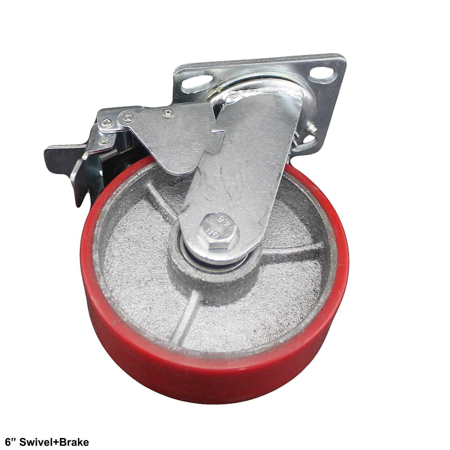 Riin 4Pcs 6Inch 15Cm Metal Caster Wheel Heavy Duty Swivel with Brake/Lock Industrial Castor 500Kg Ea for Trolley Furniture Equipment image number 5