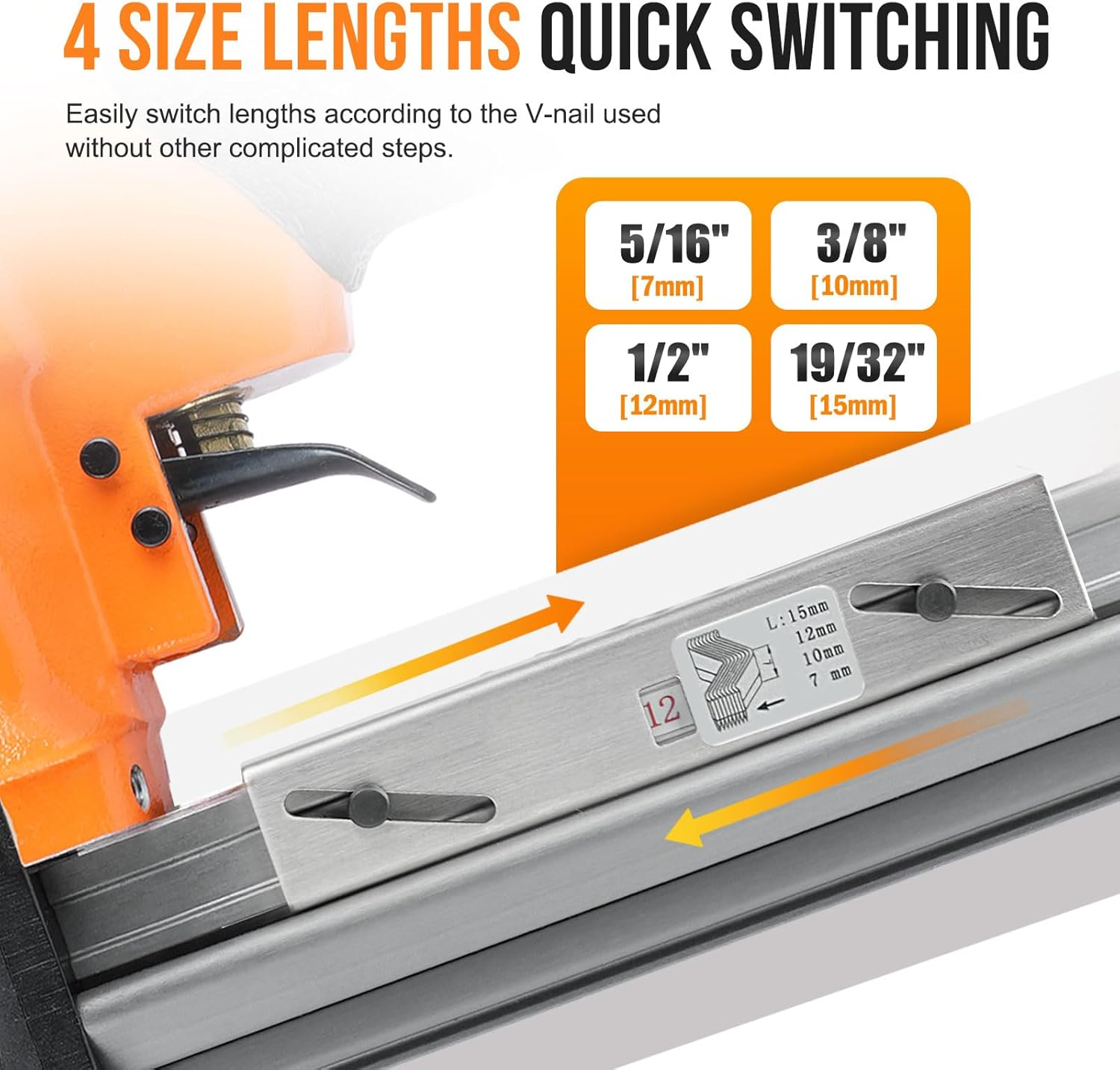 KAMSIN V1015 Pneumatic Picture Frame V Nailer, Fits 5/16'' to 19/32'' (7 to 15 Mm) V Nails, 30 Gauge Air-Powered Frame Joiner for Picture Framing image number 1