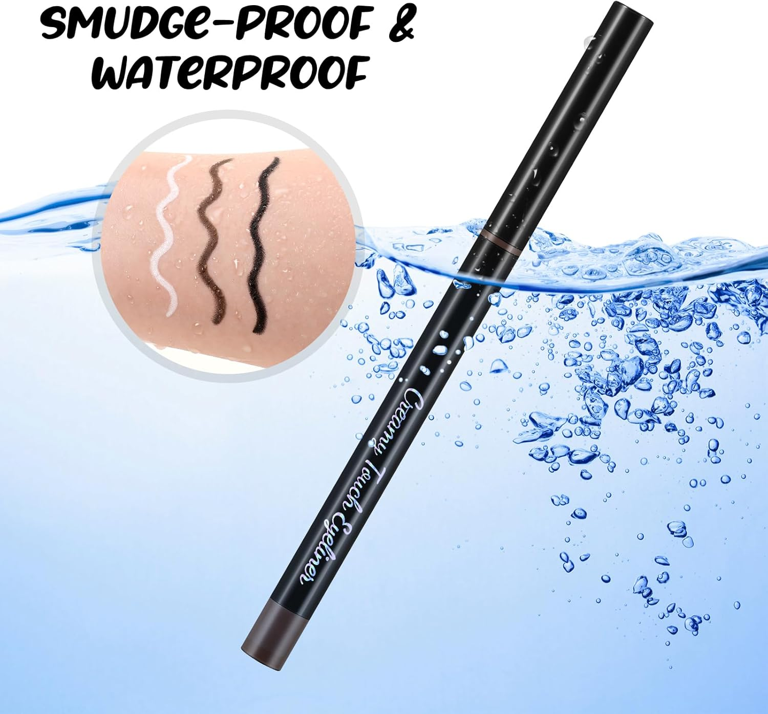 Waterproof Eyeliner Pen,Long-Lasting Cream Eyeliner Pencil,Highly Pigmented Eye Makeup Pen with up to 24Hr,Black Brown White image number 1