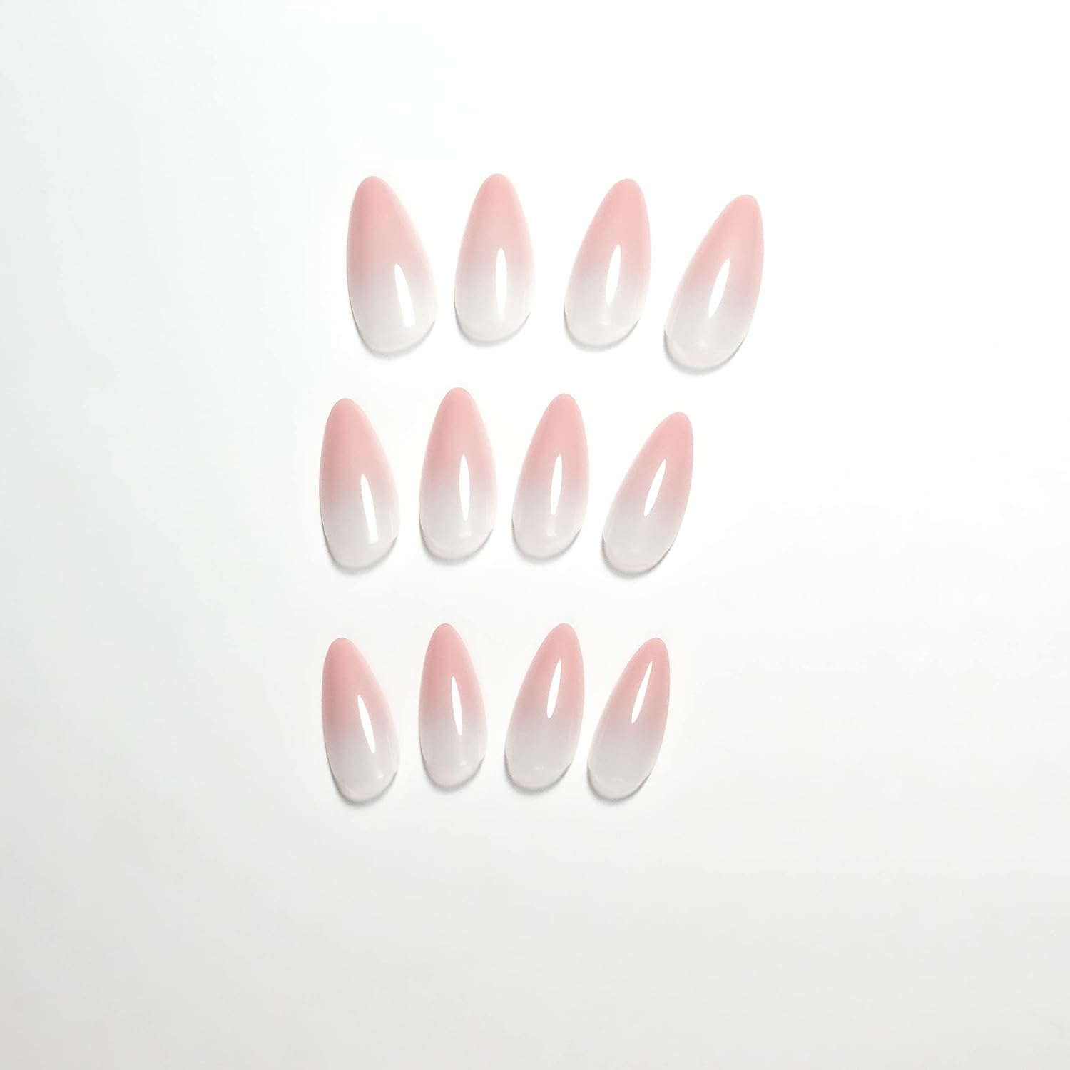 KXAMELIE Ombre from Pink to Pearl White Nails for Gluing Medium, French Almond Artificial Nails Colour Gradient Pink Nails Glue Reusable Natural Acrylic Nails Durable for Women and Girls image number 1