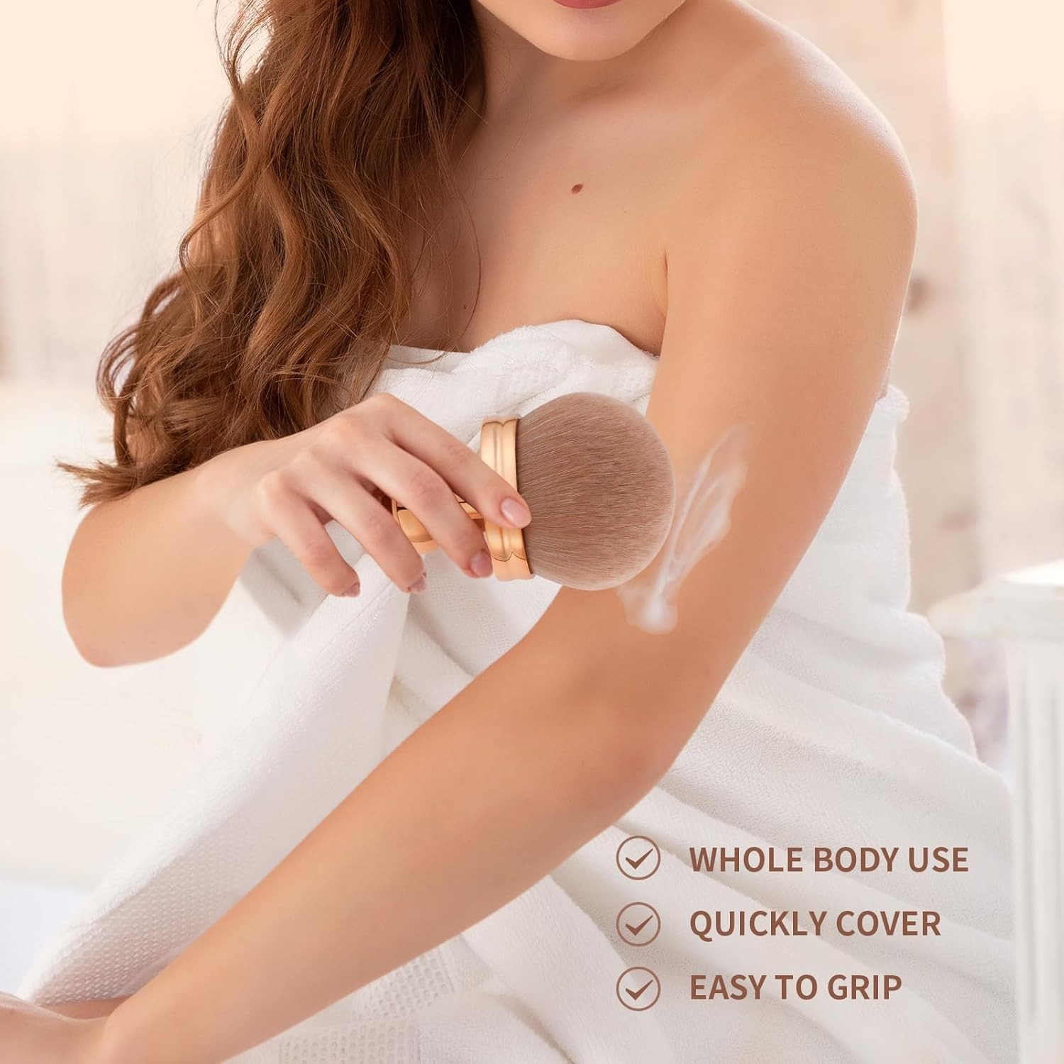 Docolor Extra Large Body Makeup Brush for Self Tanner, 3 Inch Width Self Tanning Blend Brush, Soft Synthetic Hair, Powder, Foundation, Blusher, Bronzer, Face and Body Brush Gift Box - Pink image number 6