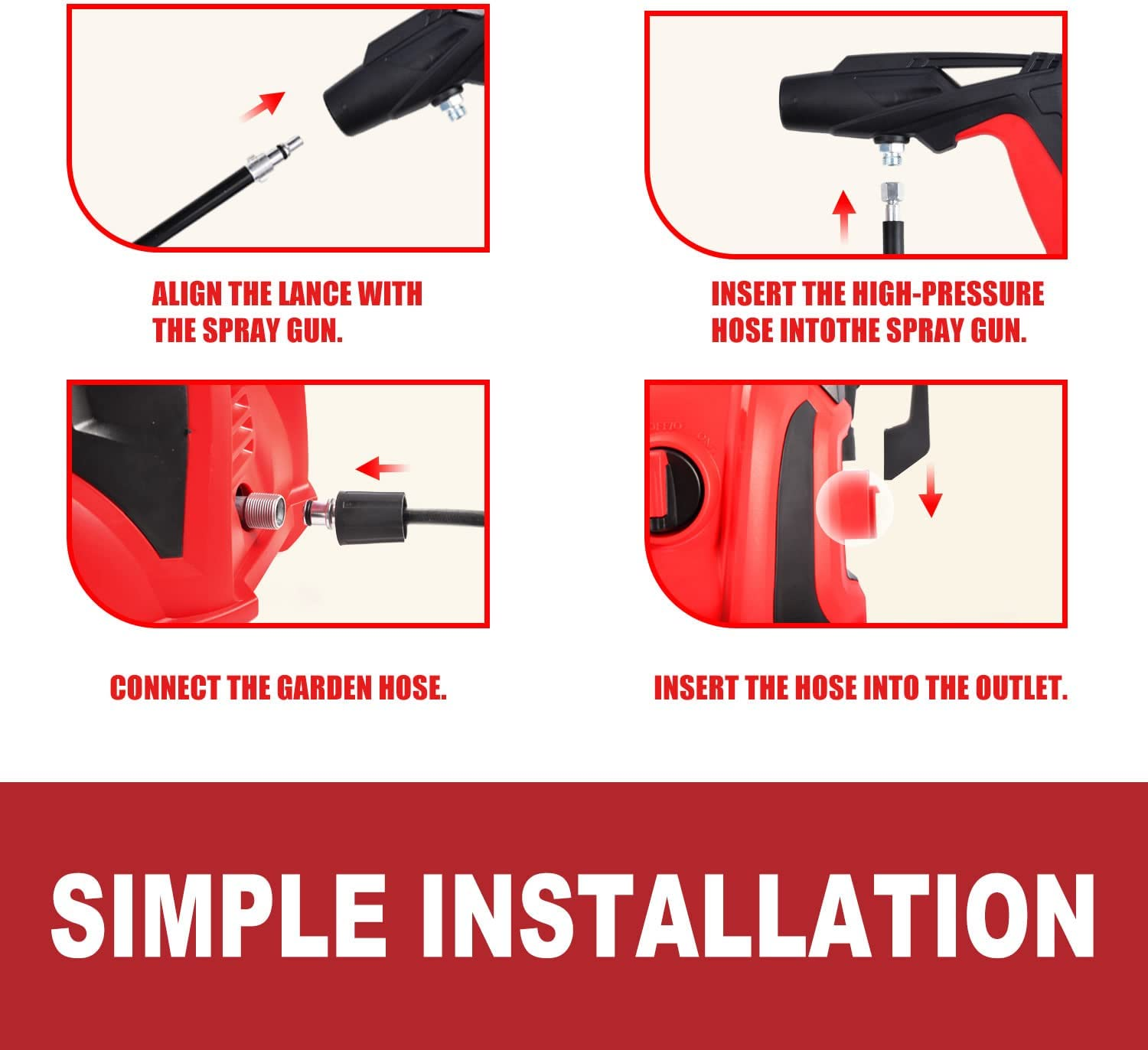 TOPEX High Pressure Washer Electric Cleaner Washing Machine W/Adjustable Spray Gun for Cars Fences Patios image number 1