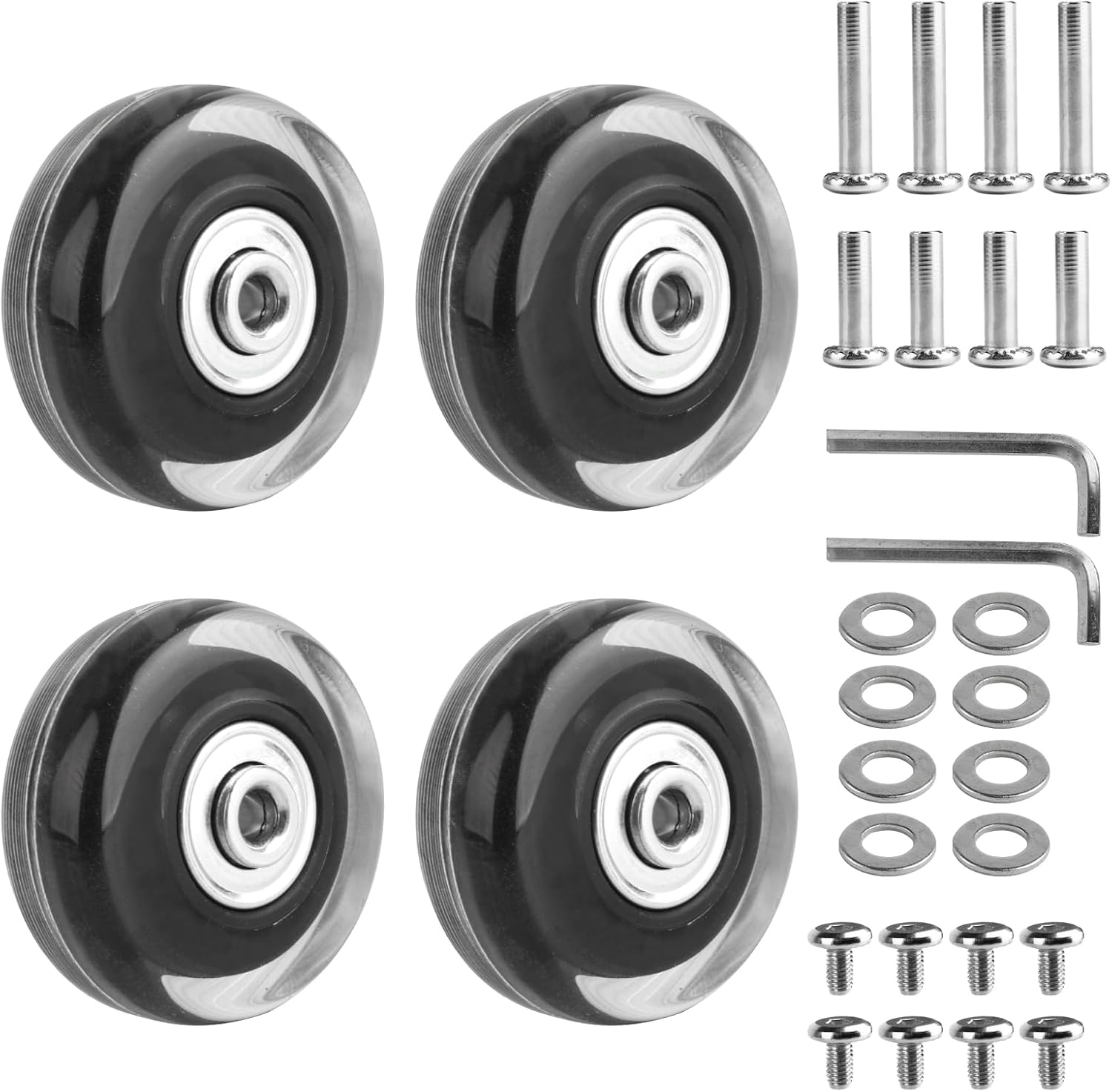 Pack of 4 Suitcase Castors Replacement Wheels, 50 X 18 Mm Luggage Suitcase Replacement Wheels, Suitcase Wheels Replacement Wheels 50 Mm, Replacement Wheels for Suitcase, Rubber Replacement Wheels For