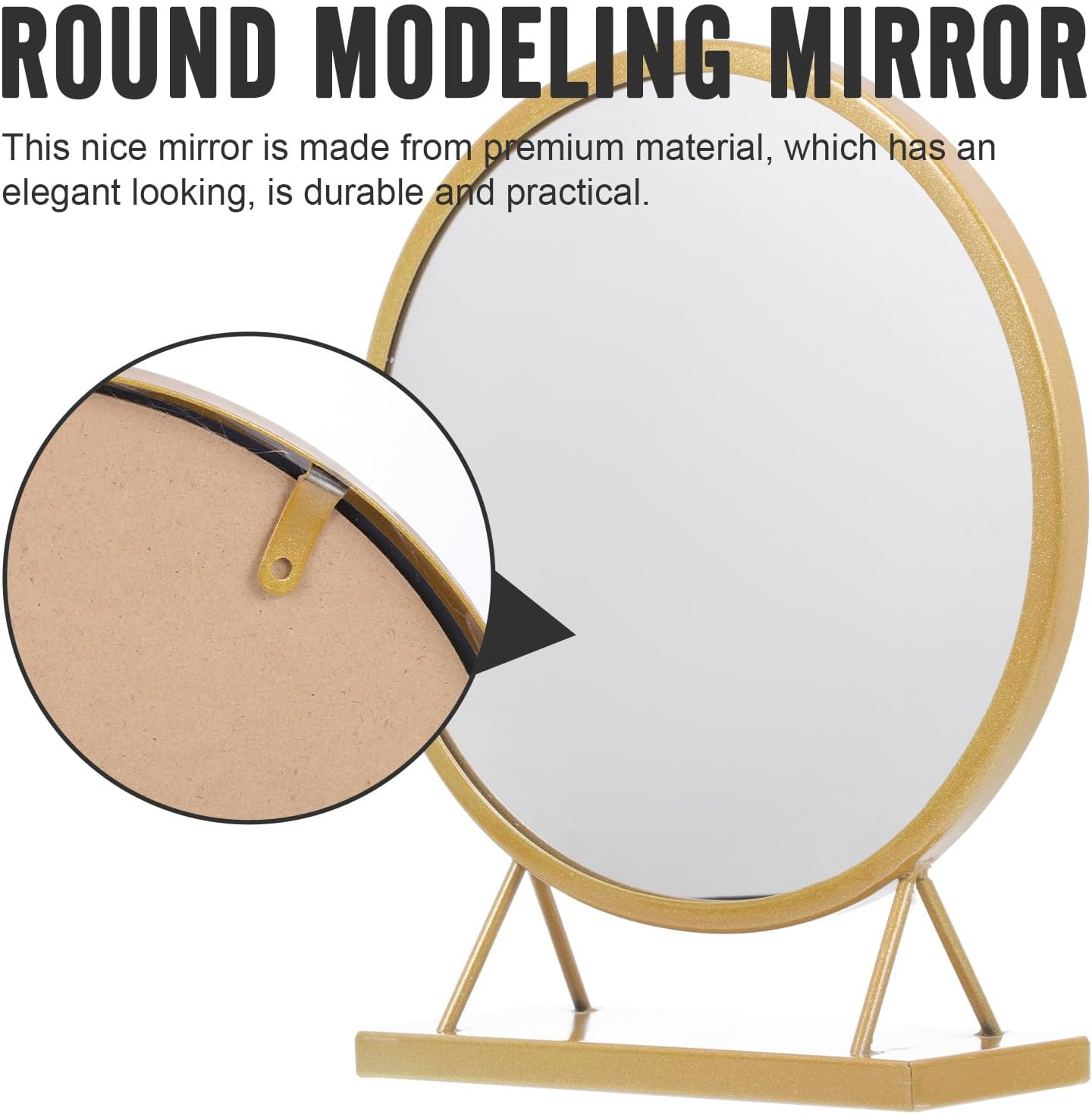 HONITANO Makeup Mirror 30Cm Gold Desktop Dresser Top Mirror for Girls Cosmetics Decor for Bedroom and Dressing Table Use image number 2