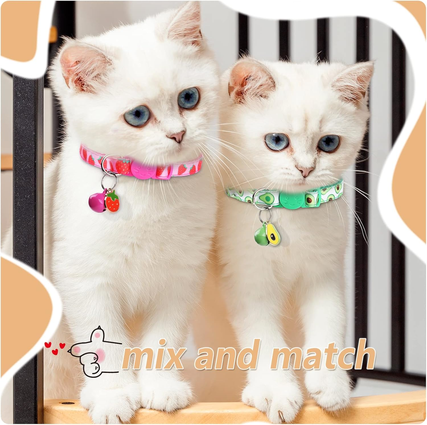 Bigqin 6 Pack Cat Collars with Bells, Adjustable Breakaway Cat Collars, Reflective Cat Collars for Girl Cats Male Cats Pet Supplies, 6 Colors image number 2