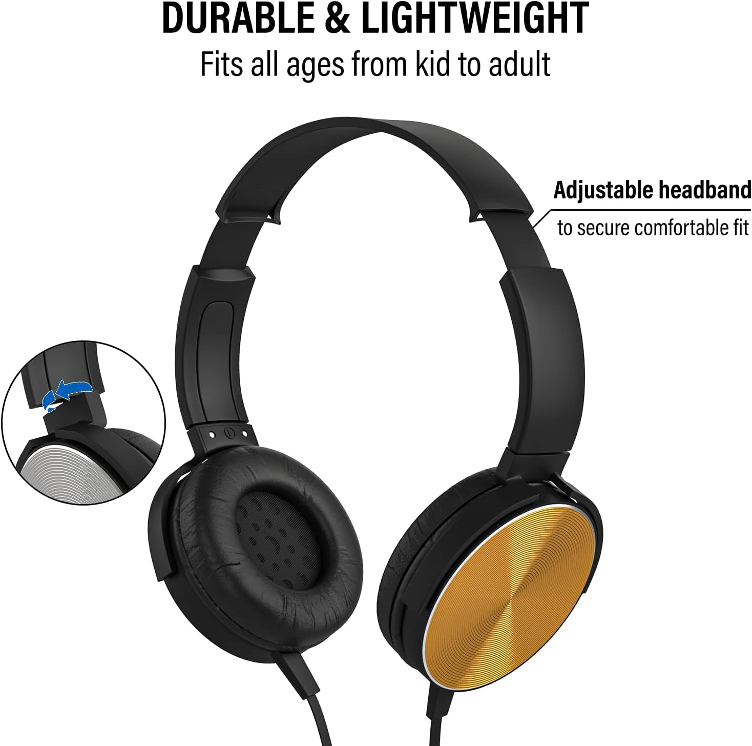 Maeline Classroom Headphones Bulk 5 Pack, Student on Ear Comfy Swivel Headset for School, Library, Airplane, for Online Learning, Travel, Stereo Sound 3.5Mm Jack, Red, Black, Blue, White, Yellow image number 1