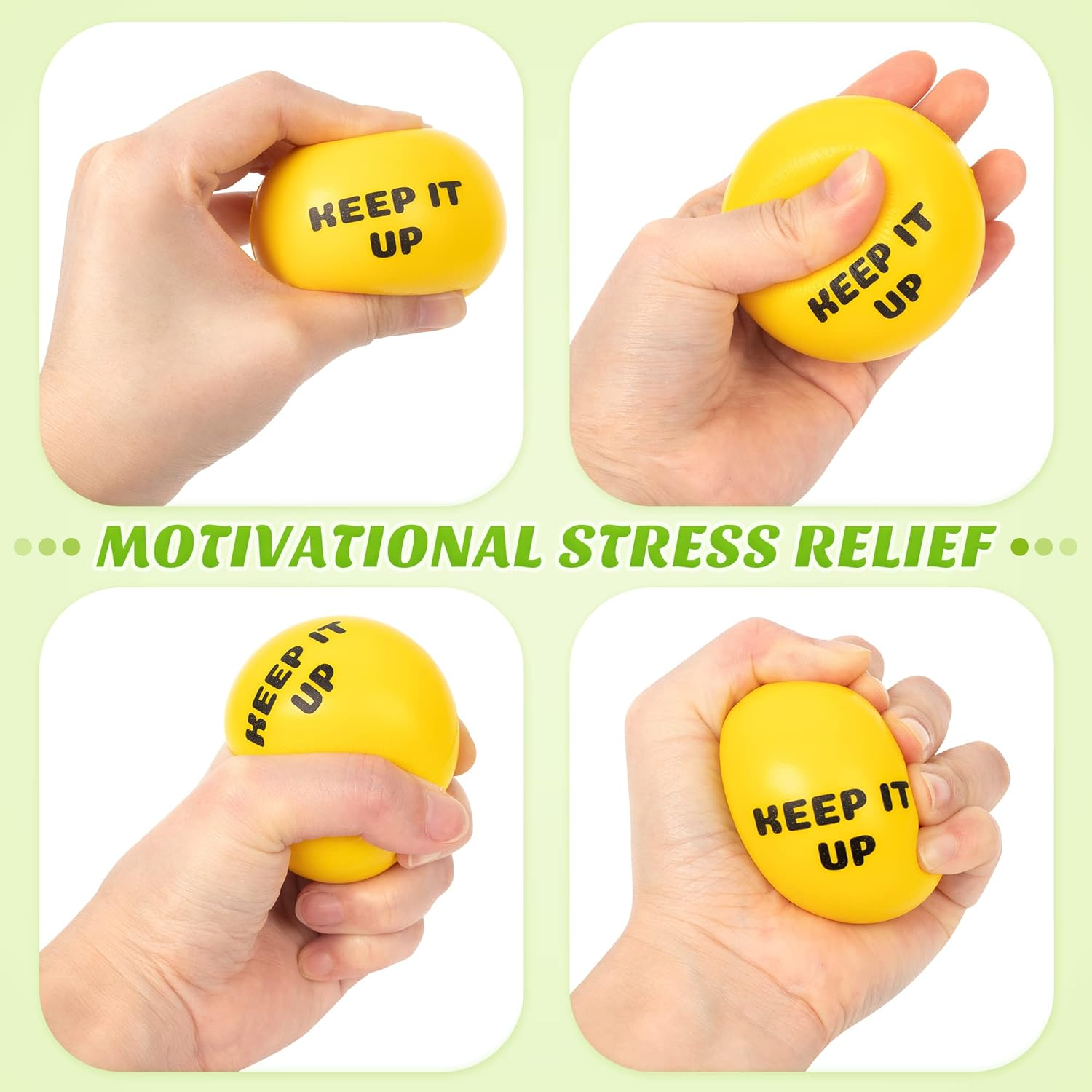 6Pcs Motivational Stress Balls for 3+ Kids and Adults, Inspirational Stress Relief Balls Hand Exercise Therapy Ball Set, Double Sided Colorful Foam Stress Ball with Positive Quotes and Smiles image number 6