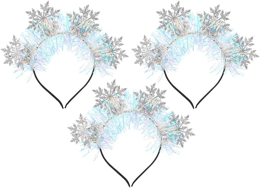 Beaupretty Pack of 3 Christmas Snowflake Headbands, Snowflake Headbands, Christmas Glitter Tinsel Headbands, Christmas Costume Hair Accessories for Women And image number 5