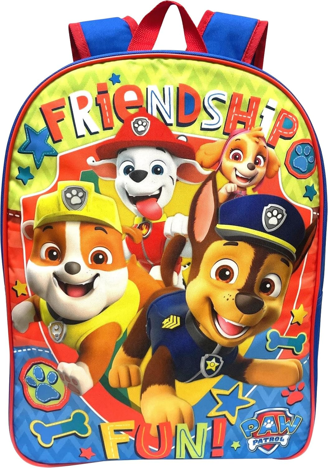 Ruz Kids Licensed School Backpack with Lunch Box Set. Two Piece 15&rdquo; Book Bag and Lunch Box Bundle, Paw Patrol Blue-Red, Large, Paw Patrol