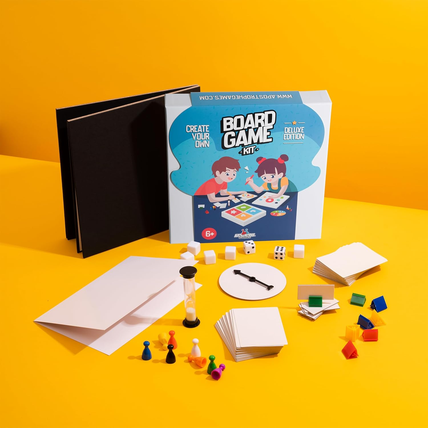 Create Your Own Board Game Set &ndash; DIY Game Kit with Blank Game Board, Game Pieces, Blank Cards, Dice, Spinner, Rulebook, Sand Timer &ndash; Complete Build Your Own Game Set for Family Board Games