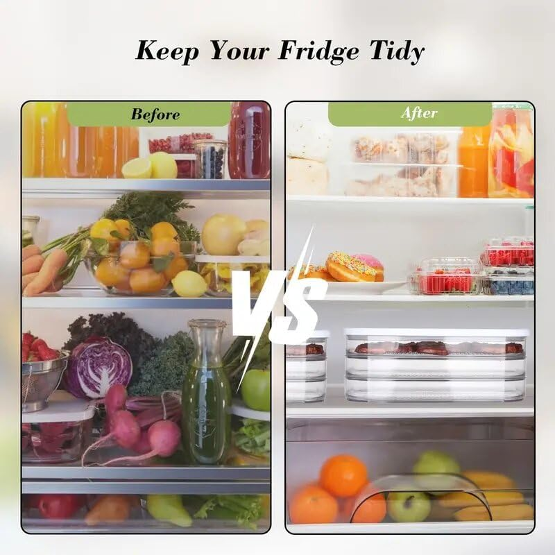 3-Pack Stackable Deli Meat Containers for Fridge - BPA Free Bacon Keeper & Cold Cuts Organiser, 18.6Oz Clear Food Storage Boxes - Keep Salami Fresh Longer! (Family Kitchen Essential)