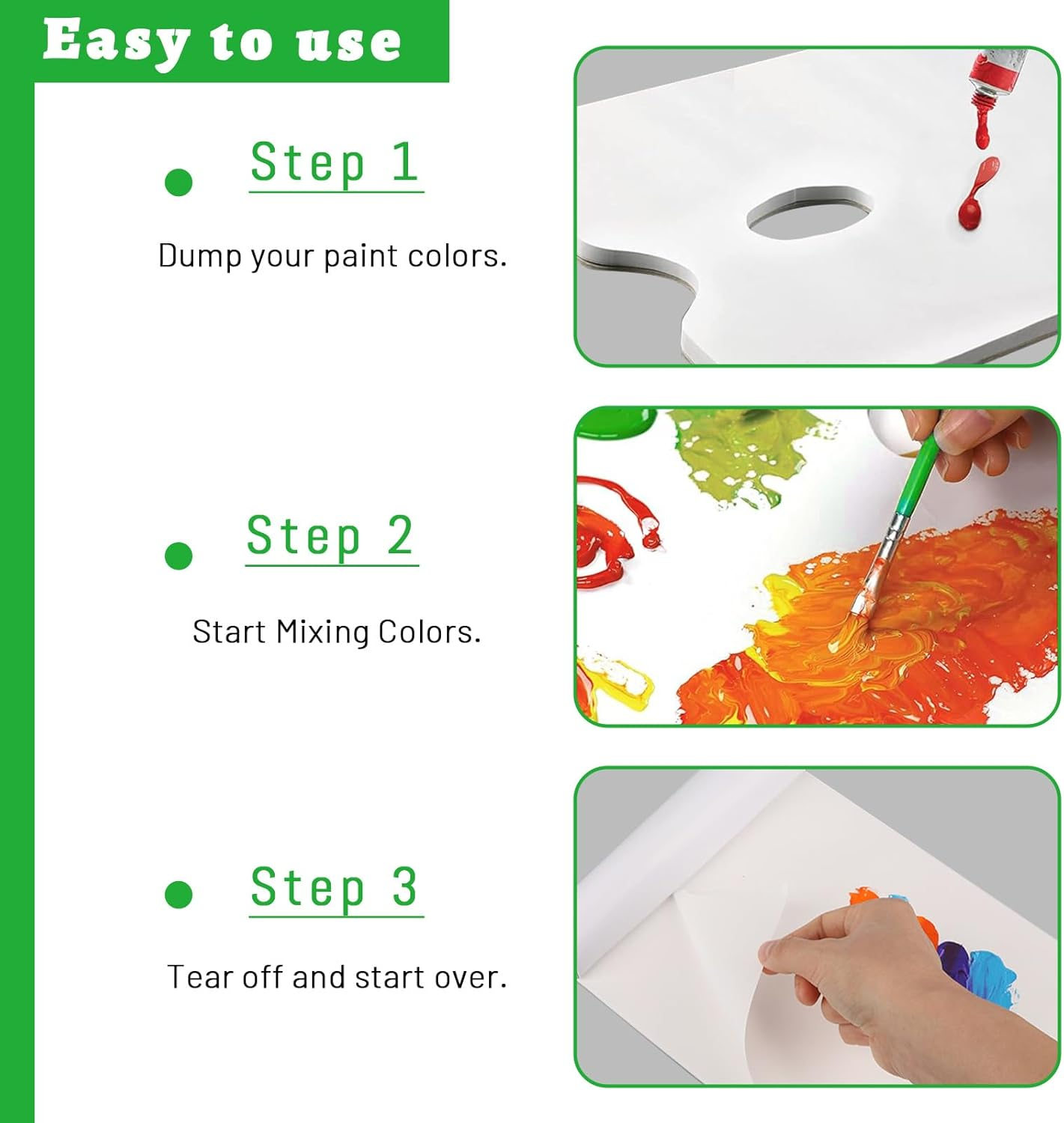 ASTIMESA 36 Sheets Tear off Palette Paper Pad with Thumb Hole, 9 X 12 Inch Disposable White Paint Palette Paper, Artist Painting Mixing Palette Paper for Oil Acrylic Watercolor (A4) image number 1