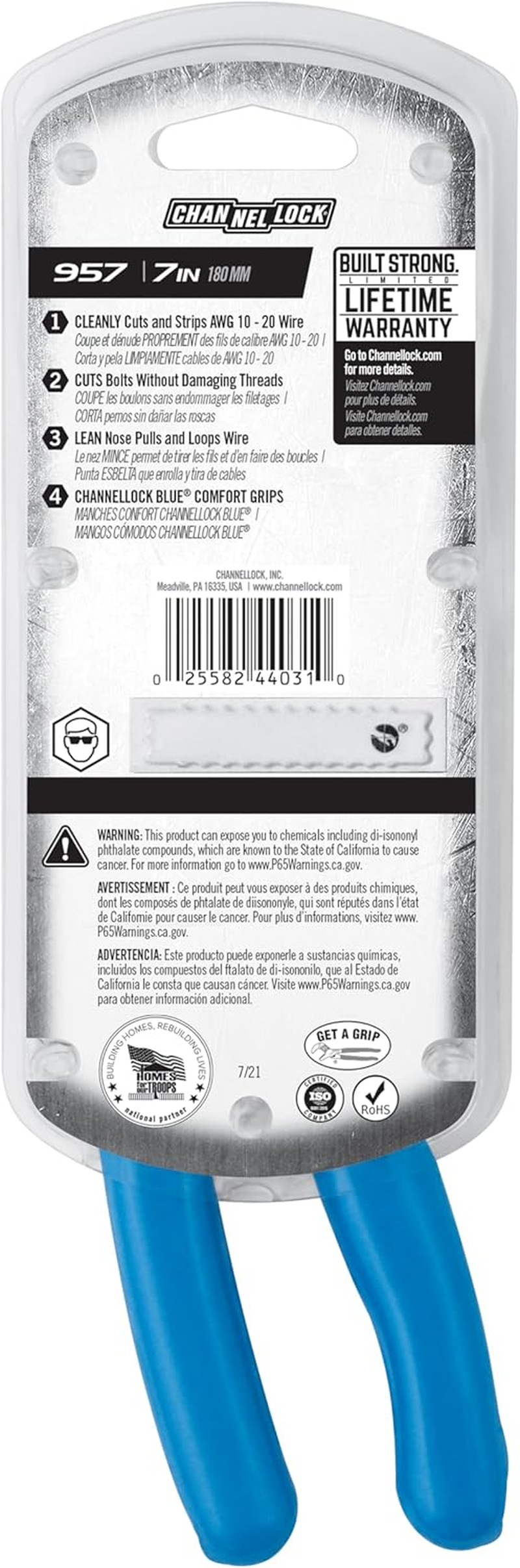 CHANNELLOCK 957 7" Ergonomic Handle Wire Stripping Tool image number 3