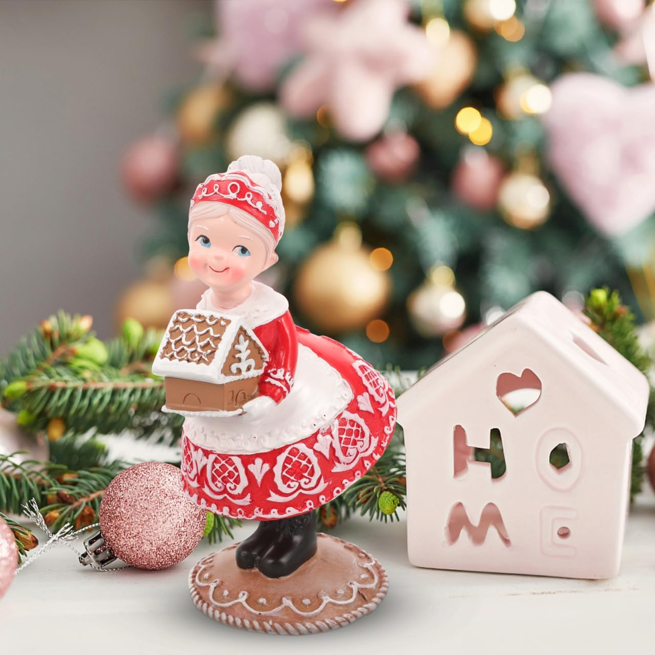 COHEALI Couple Resin Figurines Set - Mrs Claus Ornament for Christmas Decor, Perfect for Desk and Home Decoration image number 2