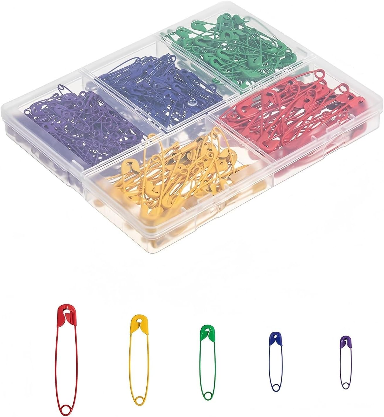 HIGHROCK Safety Pins Assorted, 300 Pcs Safety Pins for Clothes Costume, 5 Sizes Heavy Duty Safety Pin Forsewing Crafts Art Supplies (Black)