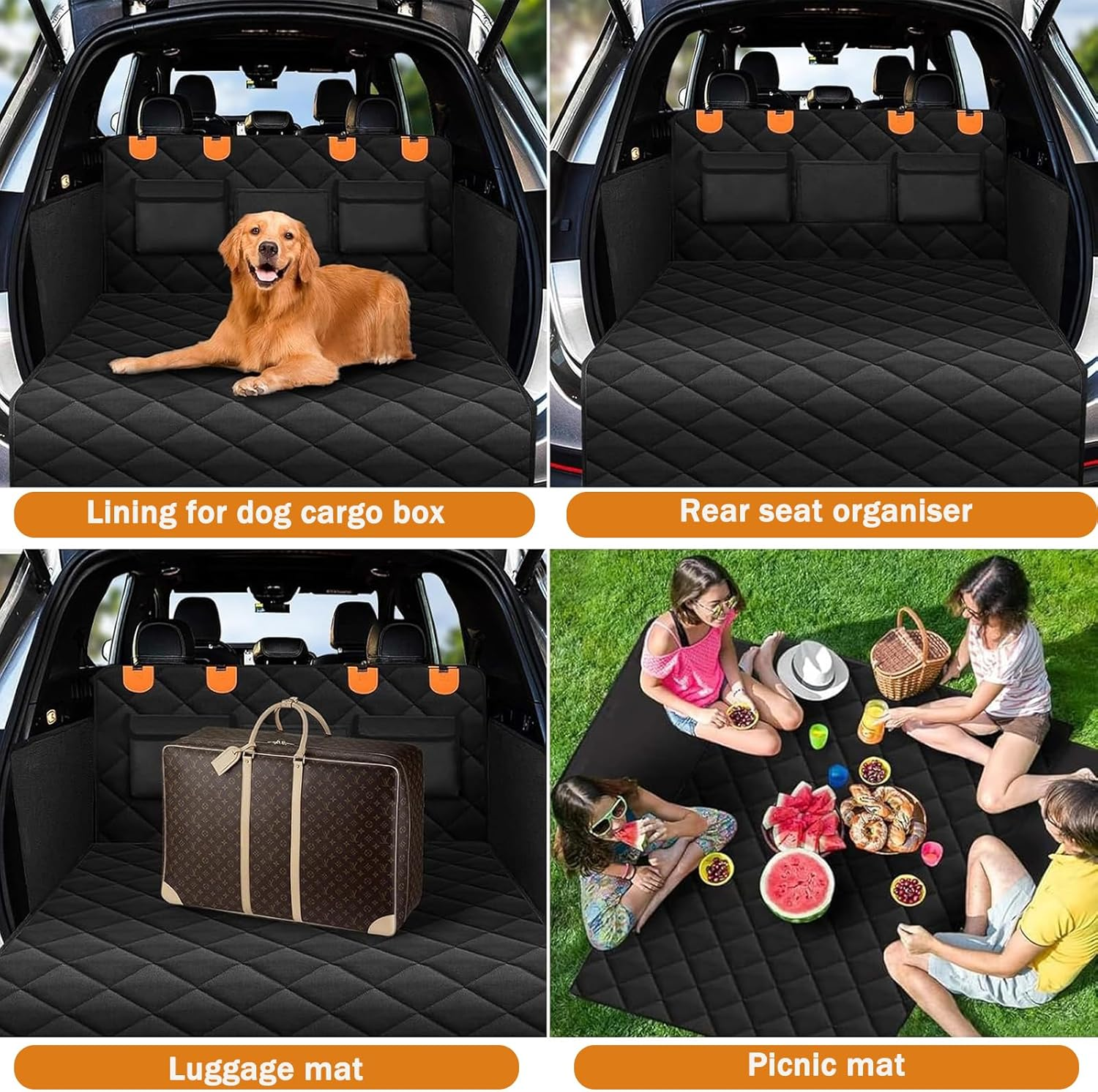 Waterproof Non-Slip SUV Cargo Liner for Dogs,Universal Pet Boot Protector Mat with Side Flaps & Storage Bag,Durable Dog Car Cover for Sedan, Vans, Truck Travel Camping image number 6