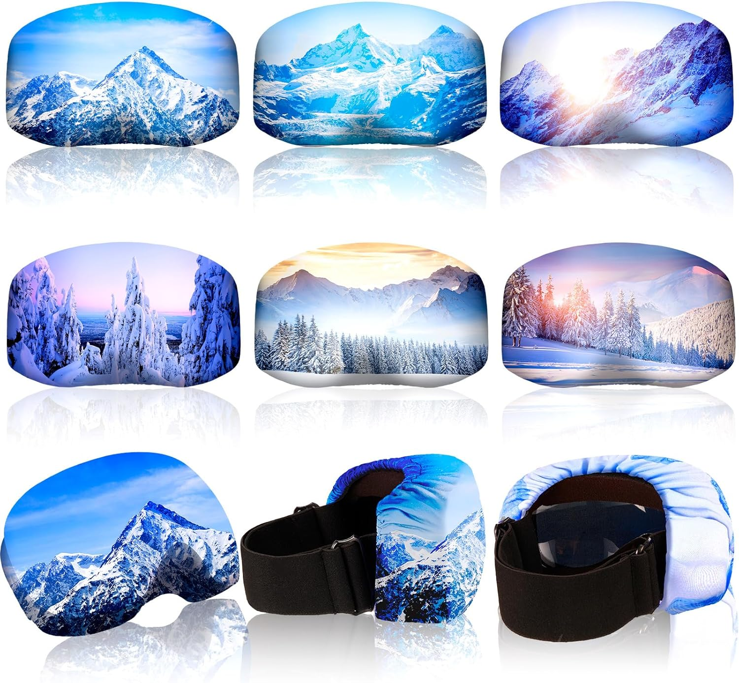 6 Pcs Ski Snowboard Goggle Cover Sleeve Protective Goggle Cover Protectors Lens Scratch Dust Protection for Travel Storage Youth and Kids Accessories, 6 Styles image number 2