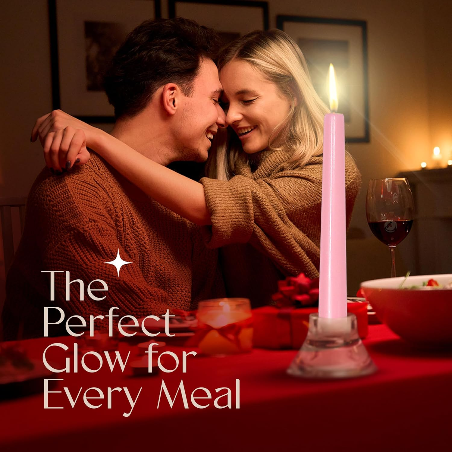 Leor & Lair Light Pink Taper Candles - 12 Pack 10" Pink Candlesticks - Unscented Blush Candles for Weddings, Mother&rsquo;S Day, Baby Showers, Dinner Table & Holiday Decor - Black image number 6