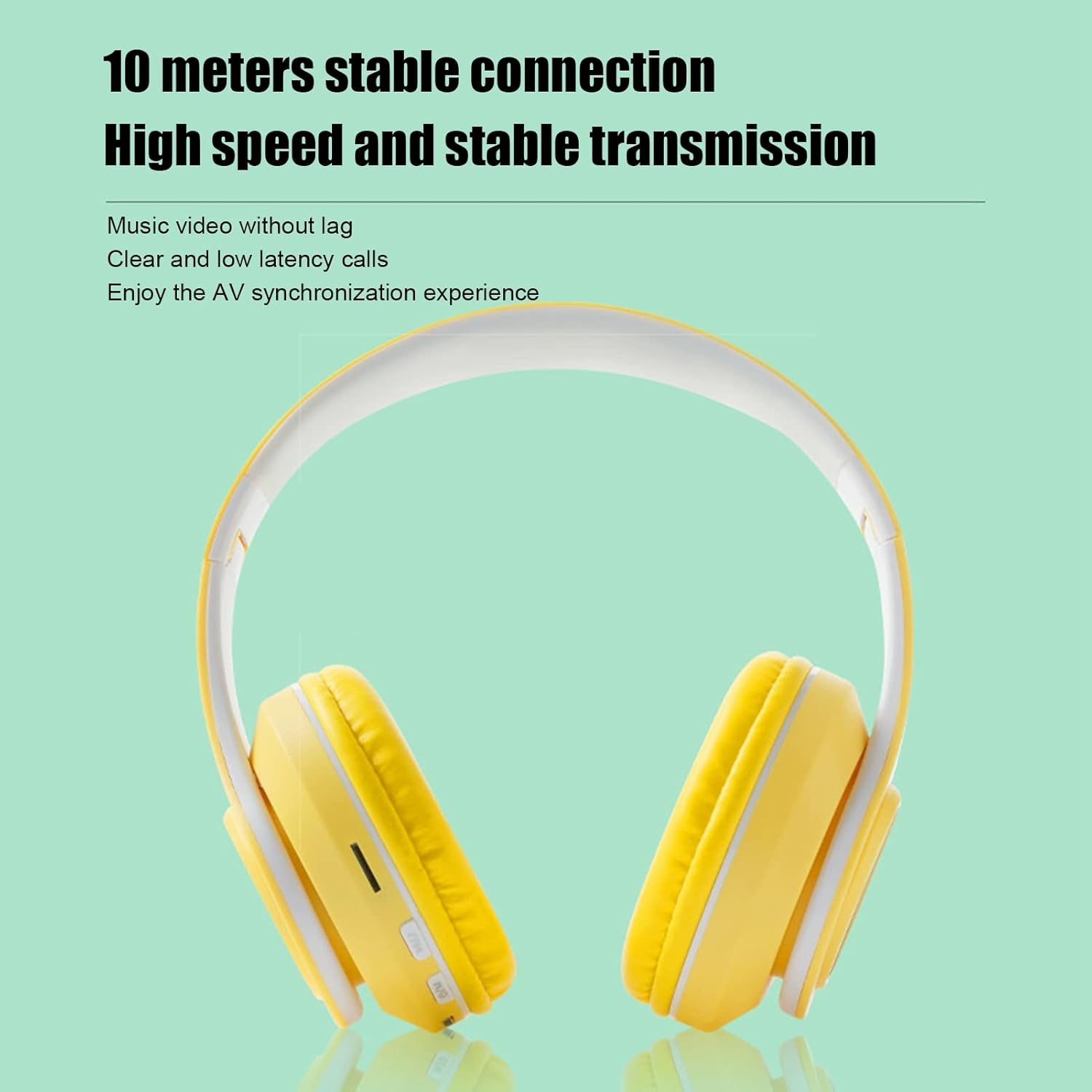 Active Noise Cancelling Headphones,Bluetooth 5.0 Foldable Wireless over Ear Headphones,Rgb Colorful Light Headset,Pu Leather Earmuffs Earphone,For Boys,Girls(Yellow) - Green image number 5