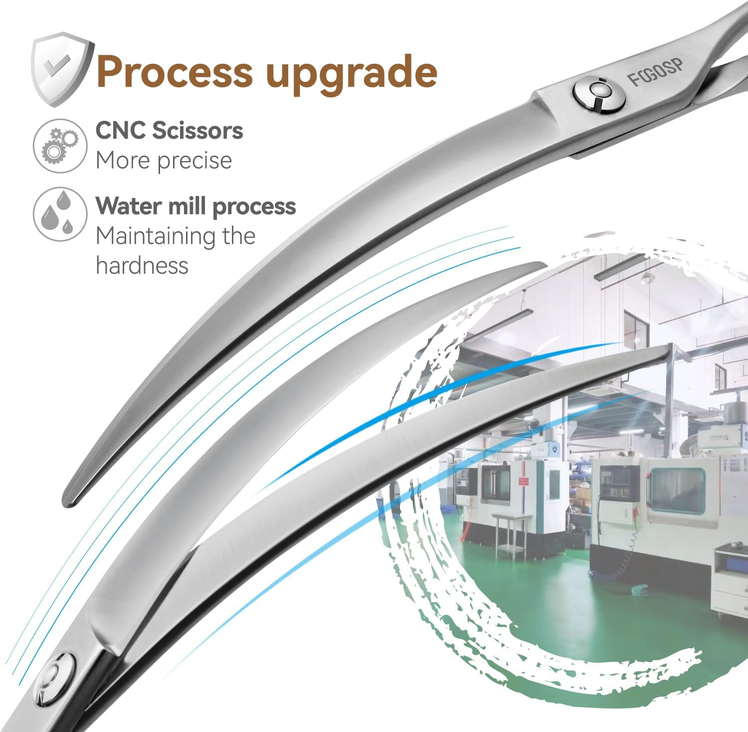 FOGOSP Professional 45&deg;Curved Grooming Scissors for Dogs 7.0 in Big Arc Curved Shears for Professional Groomer Japan VG10 High-Carbon Steel Right Hand Matte image number 6