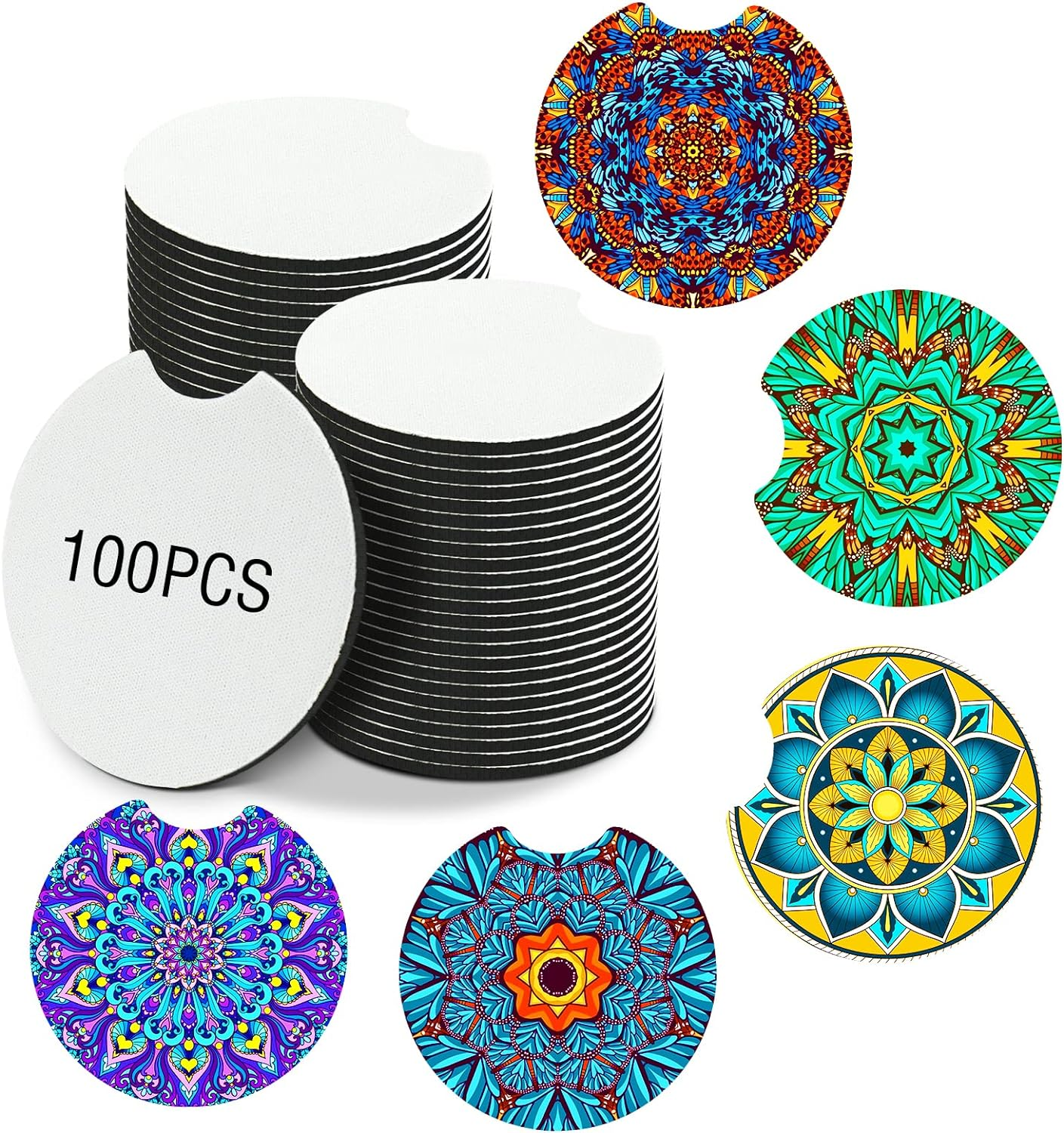100Pcs Sublimation Blanks Products - Sublimation Cup Coasters Blanks 2.75 Inch for DIY Crafts Car Cup Coasters Painting Project Sublimation Accessories image number 2