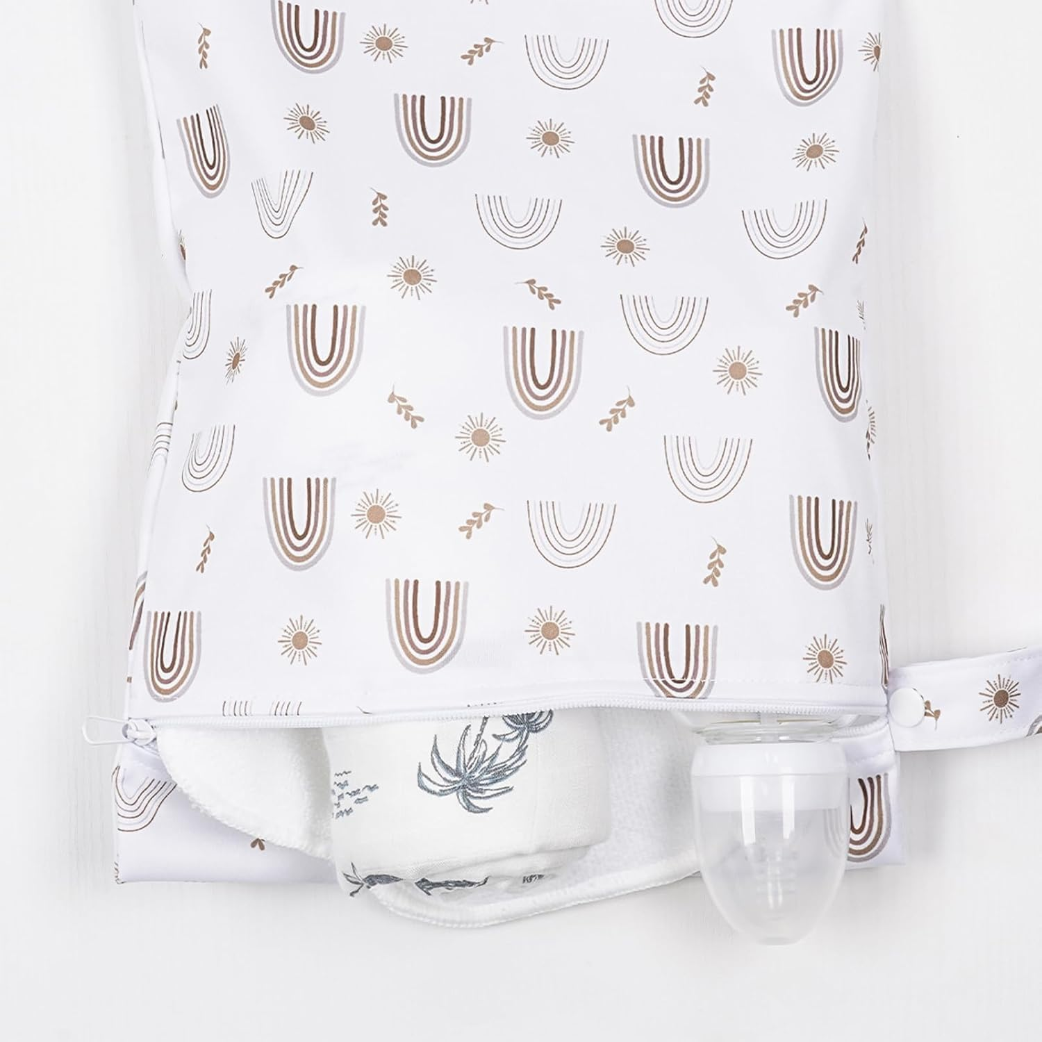 3 Pcs Wet Bags Waterproof Reusable Zippered Pocket Cloth Diaper Wet Dry Bags, Wet Bag Storage Bag Zipper Waterproof Washable Travel Bags with Zippered Pockets & Handle for Swimsuit Wet Clothes,Rainbow image number 3