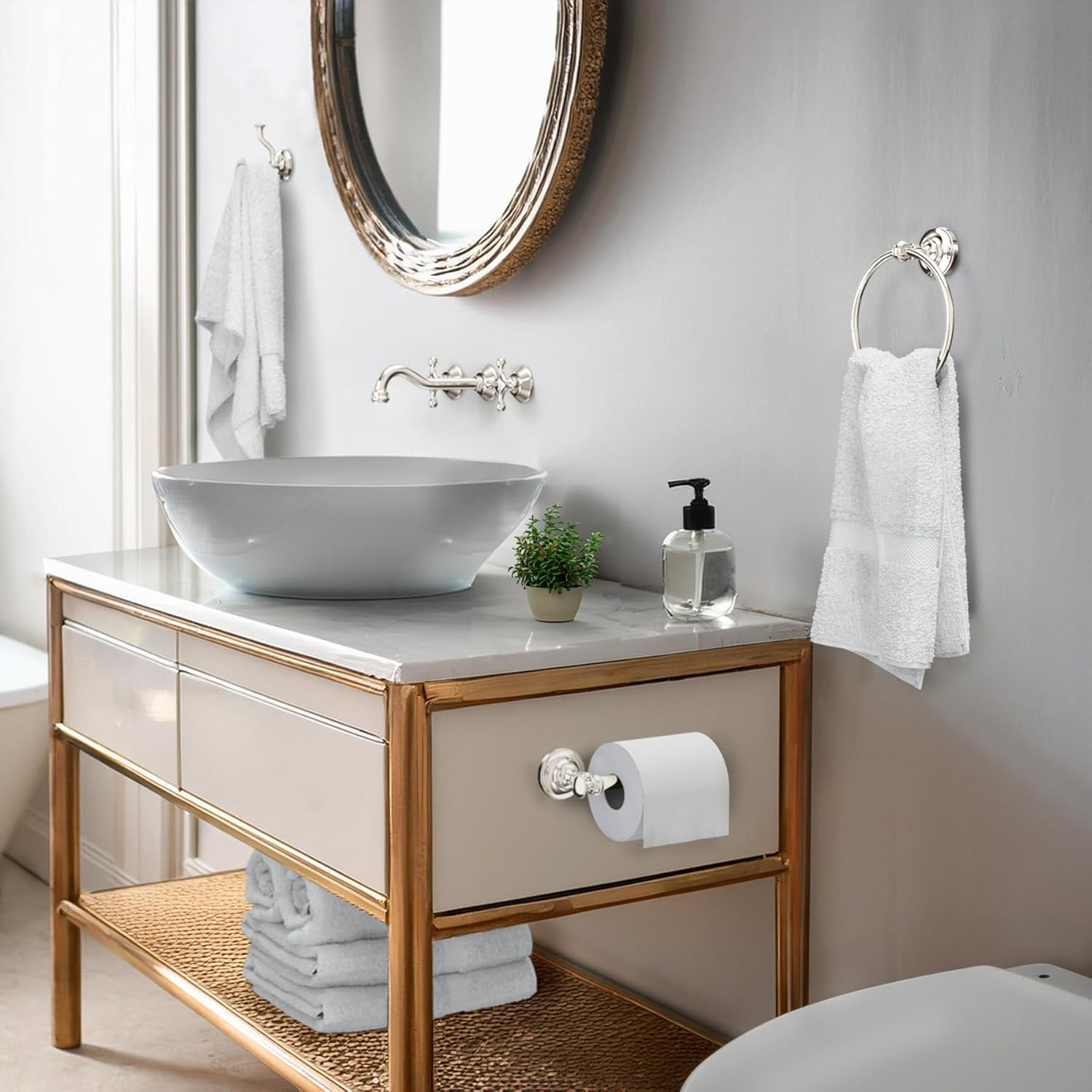 Gatco 4125 Tavern Twin Robe Hook, Polished Nickel image number 6