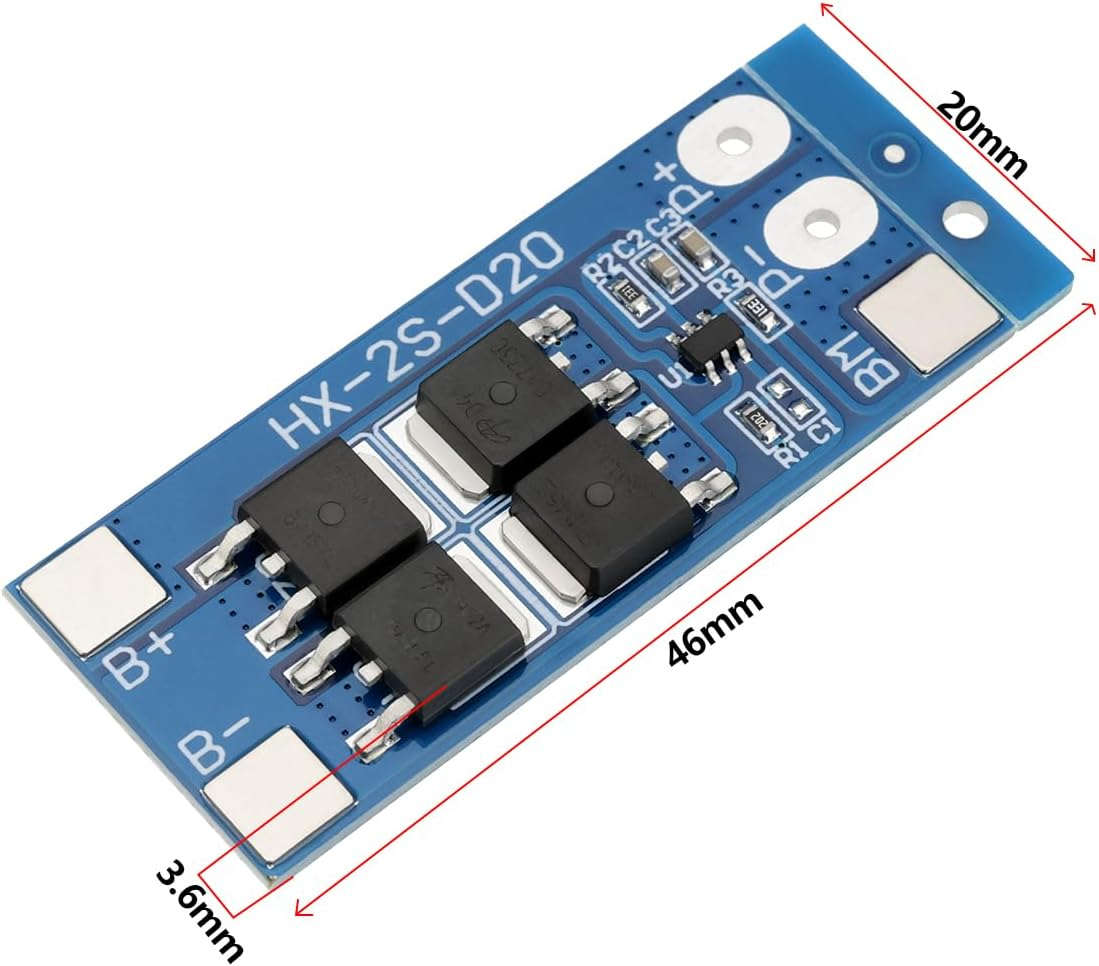 VGOL 5Pcs Battery Protection Board 2S 7.4V 13A Balance Li-Ion Lithium 18650 Battery Charger Board for Lithium Polymer Lithium Ion Batteries 46X20X3.6Mm image number 1
