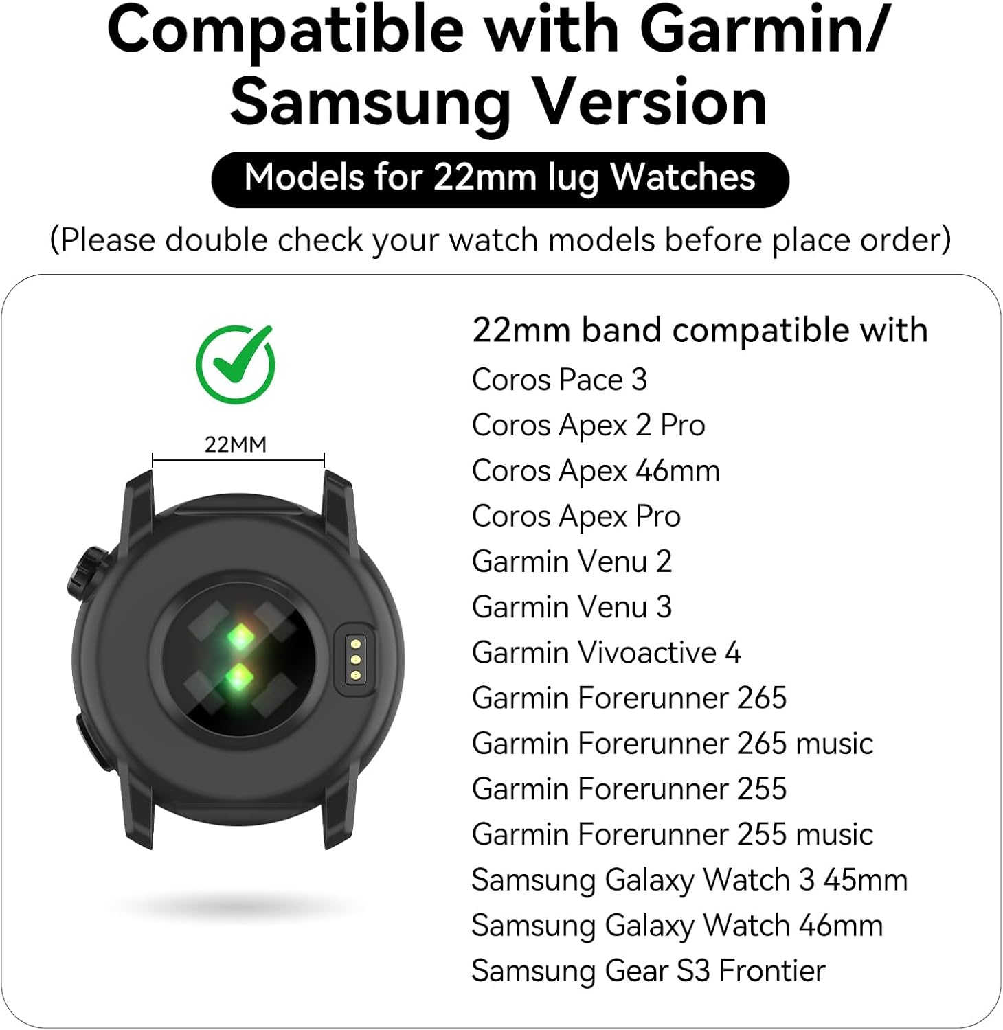 OVERSTEP Compatible with Coros Pace 3/Apex 2Pro/Apex 46 Mm/Apex Pro Straps, Silicone Strap Sports Strap for Garmin Venu 2/Venu 3/Vivoactive 4 Watch Strap