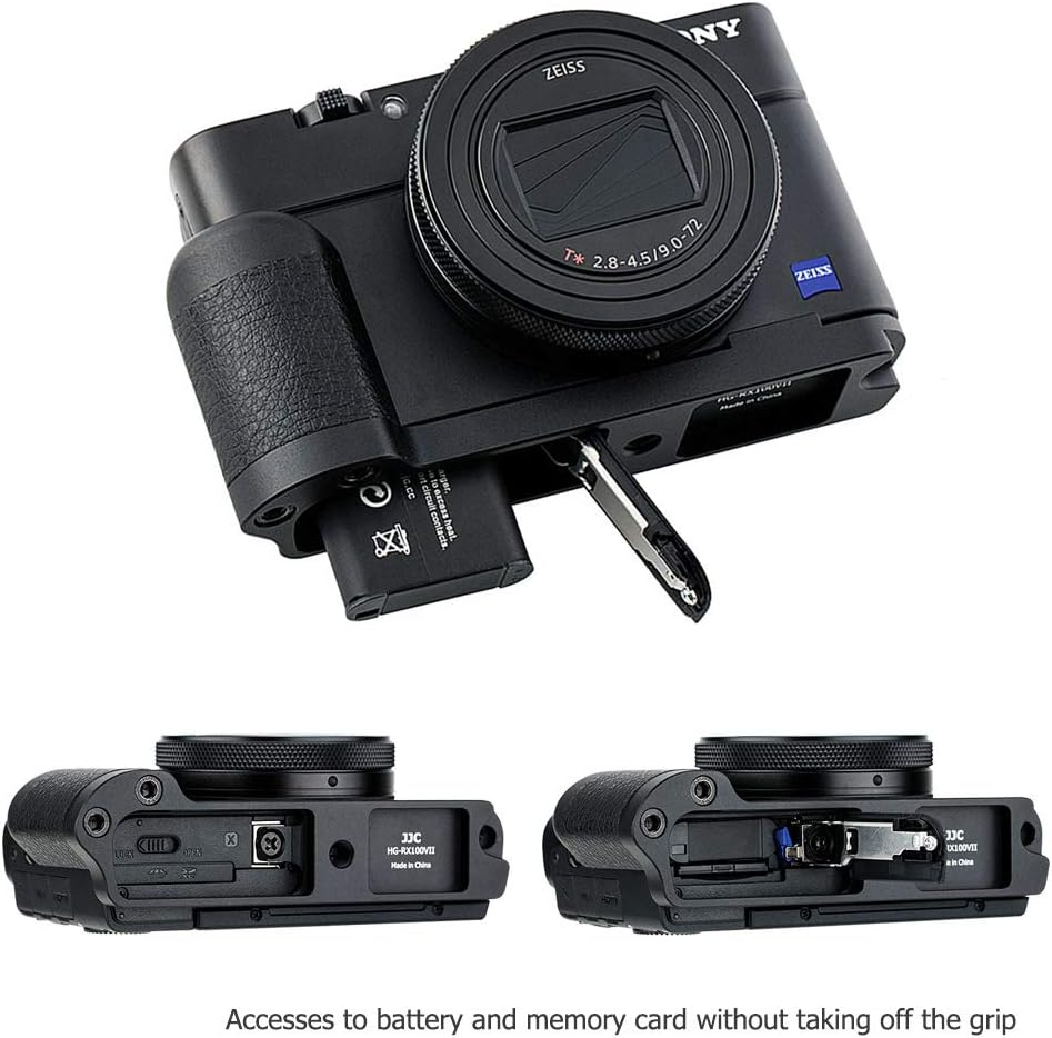 JJC Dedicated Metal Hand Grip L Bracket for Sony RX100 VII RX100M7 Anti-Slip Holder, No Blocking to HDMI Multi Microphone Jack & Battery Memory Card Compartment, Replaces Sony AGR2 Attachment Grip image number 3