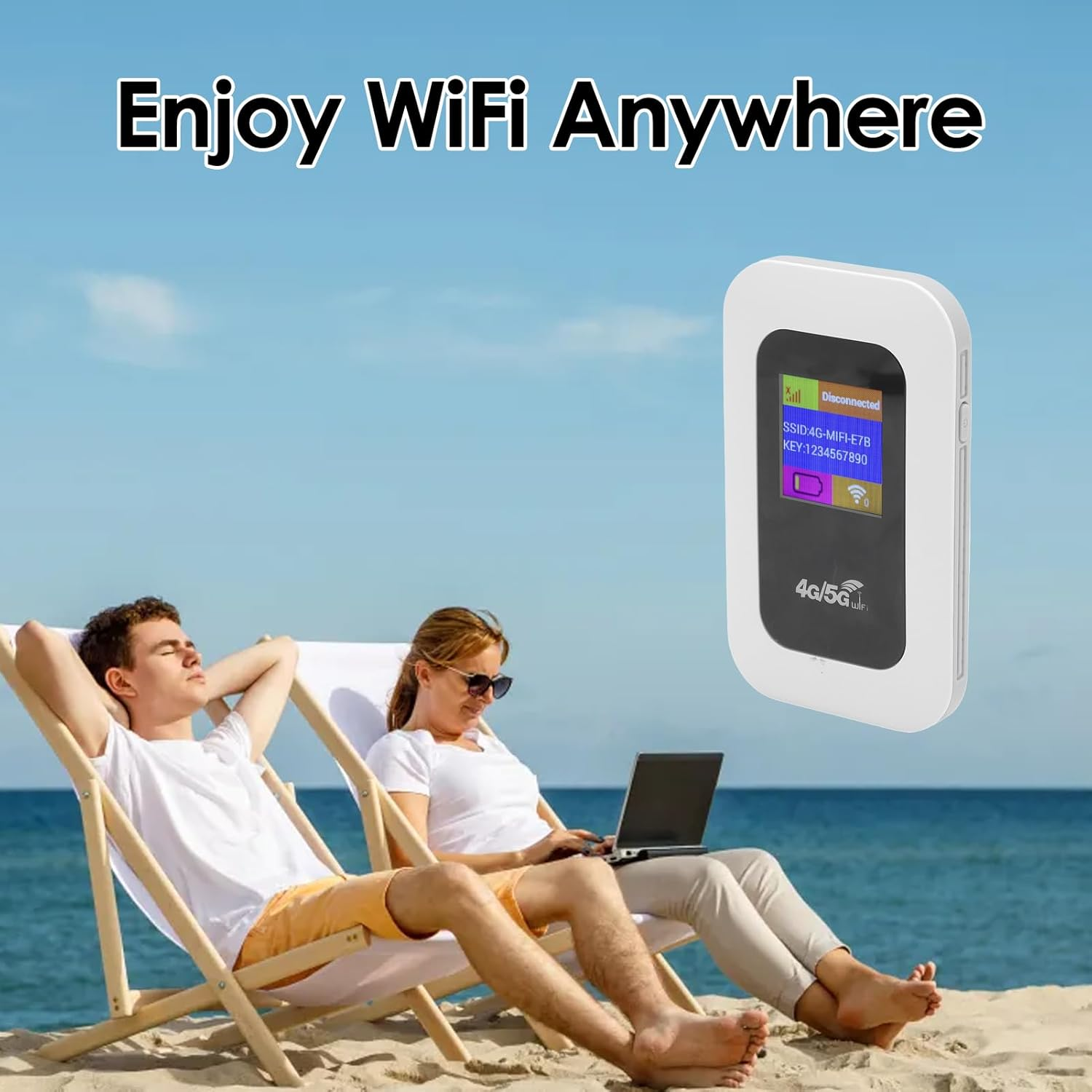 4G 5G Wifi Hotspot, Mobile Hotspot with SIM Card Slot, Pocket Wifi Router Built in 3200Mah Battery, Portable Travel Router for Smartphone Tablet Laptop, 10 Device Connectivity image number 3