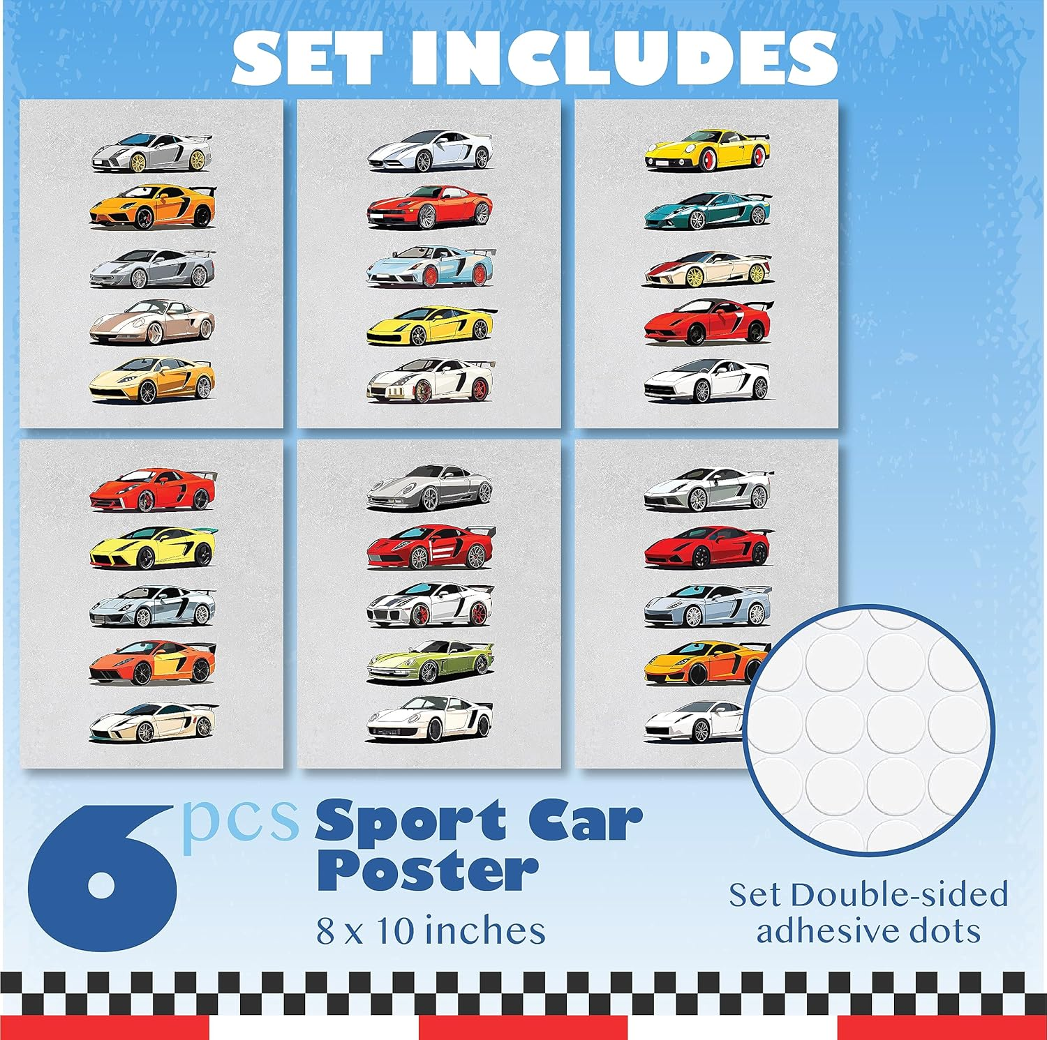 97 DECOR Super Car Posters for Boys Room - Modern Car Wall Art Prints, Sport Car Poster for Men, Racing Car Room Decor for Teen Boys Bedroom, Cool Supercars Artwork Pictures Decoration (8X10" | 20X25 UNFRAMED) - Vertical Car image number 4