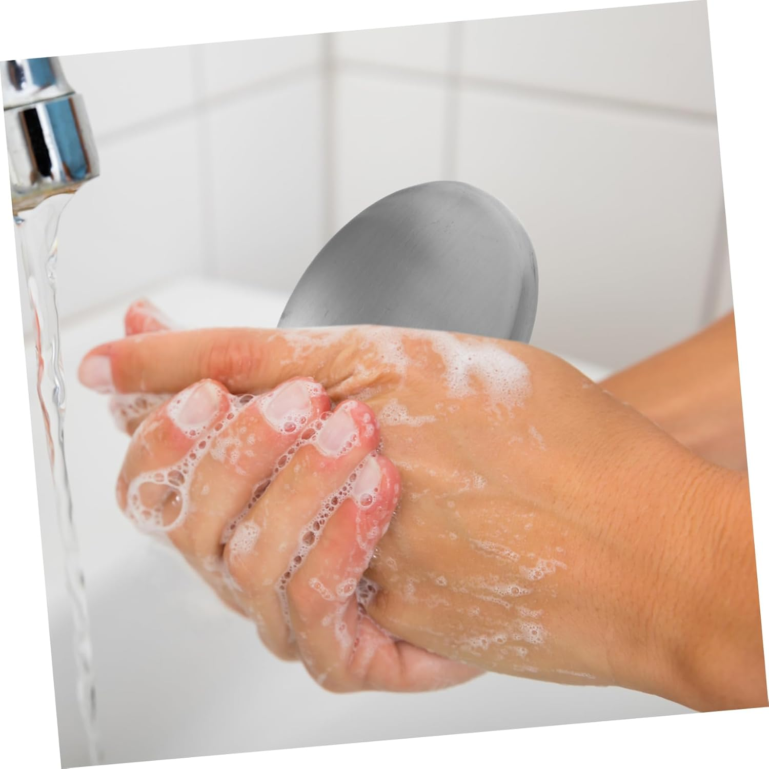 Zerodeko Hand Wash Soap Stainless Steel Odor Eliminating Portable Reusable Safe for Skin Dishwasher Safe Metal Soap Bar image number 4