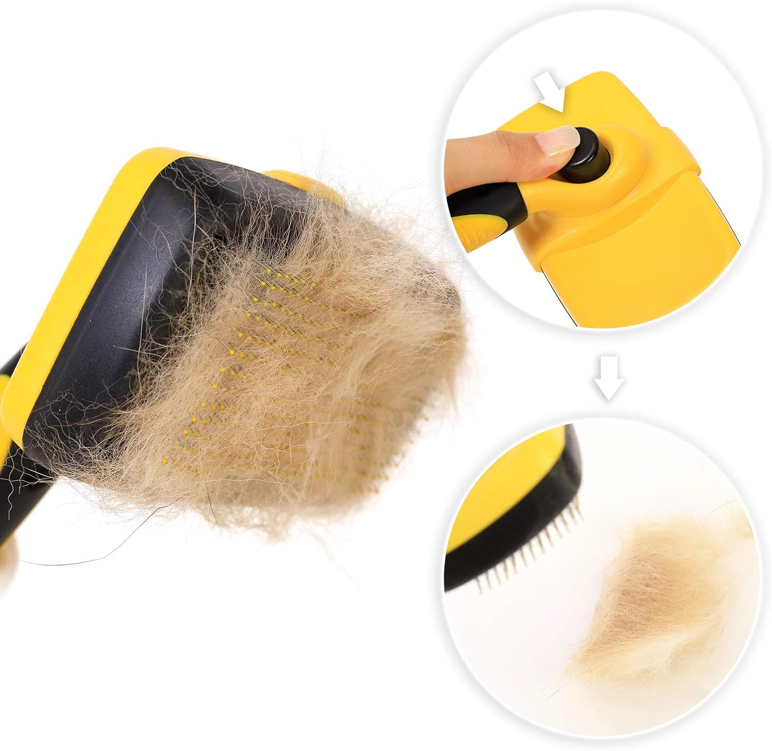 Lionto PB00505 Self-Cleaning Dog Brush Cat Brush Slicker Brush Undercoat Brush Suitable for Medium and Long Hair, 180 G